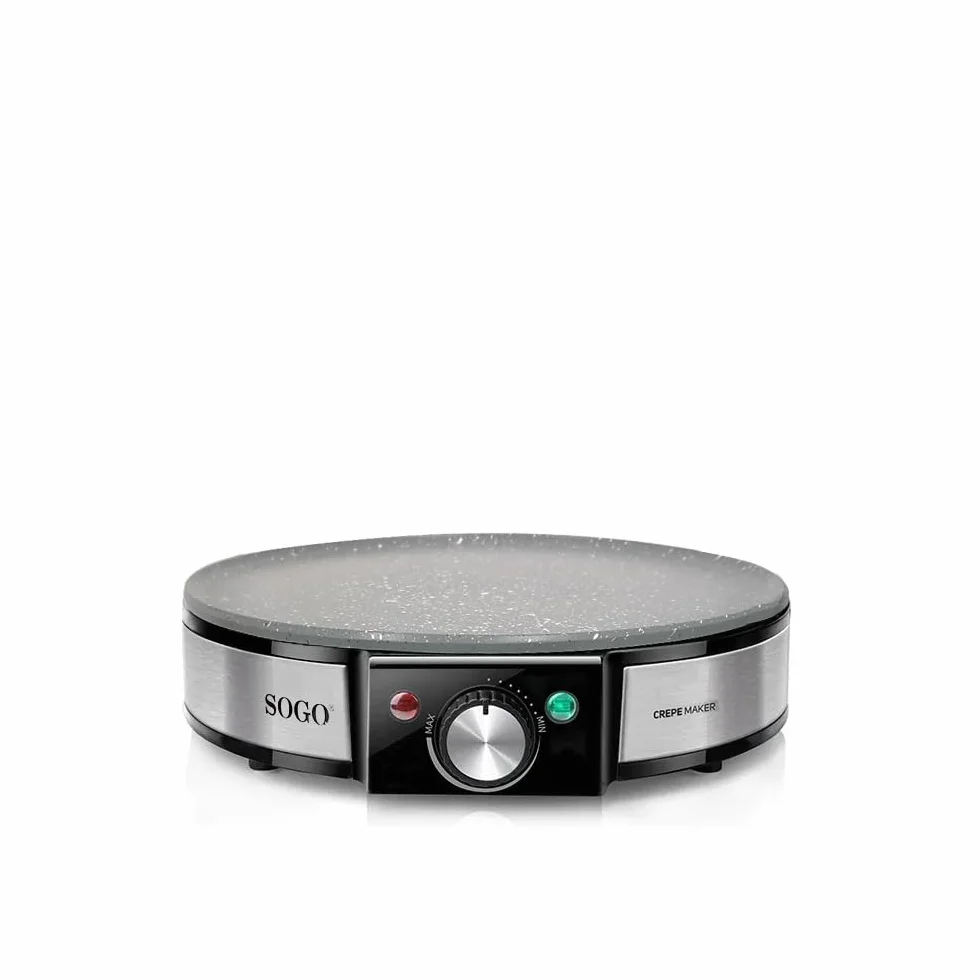 SOGO Crepera Eléctrica Antiadherente 1200W y 30CM - Crepera con 5 Niveles sin PFOA - Waffle Maker con Termostato Ajustable - Waflera con Protección Sobrecalentamiento – Electrodomésticos Cocina
