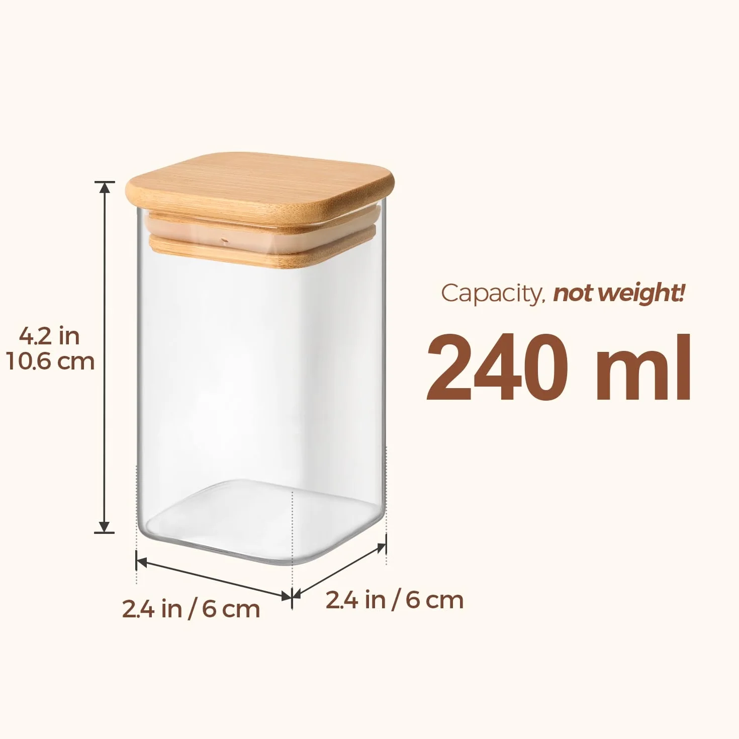 ComSaf 6 tarros de especias de vidrio de 240 ml con tapas y etiqueta, botella de especias de vidrio con tapas de bambú, juego complementario, recipiente pequeño para especias, perfecto para