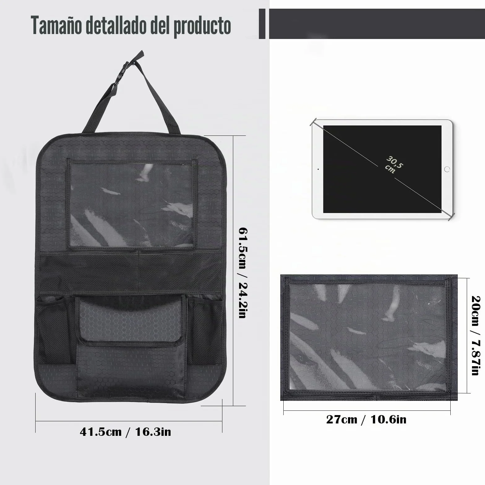 Romon Protector Asiento Coche Silla Bebe,Organizador de Asiento Trasero para Coche, Resistente al Agua y fácil de Limpiar, Tejido Oxford organizador de asiento con mucho espacio de almacenamiento