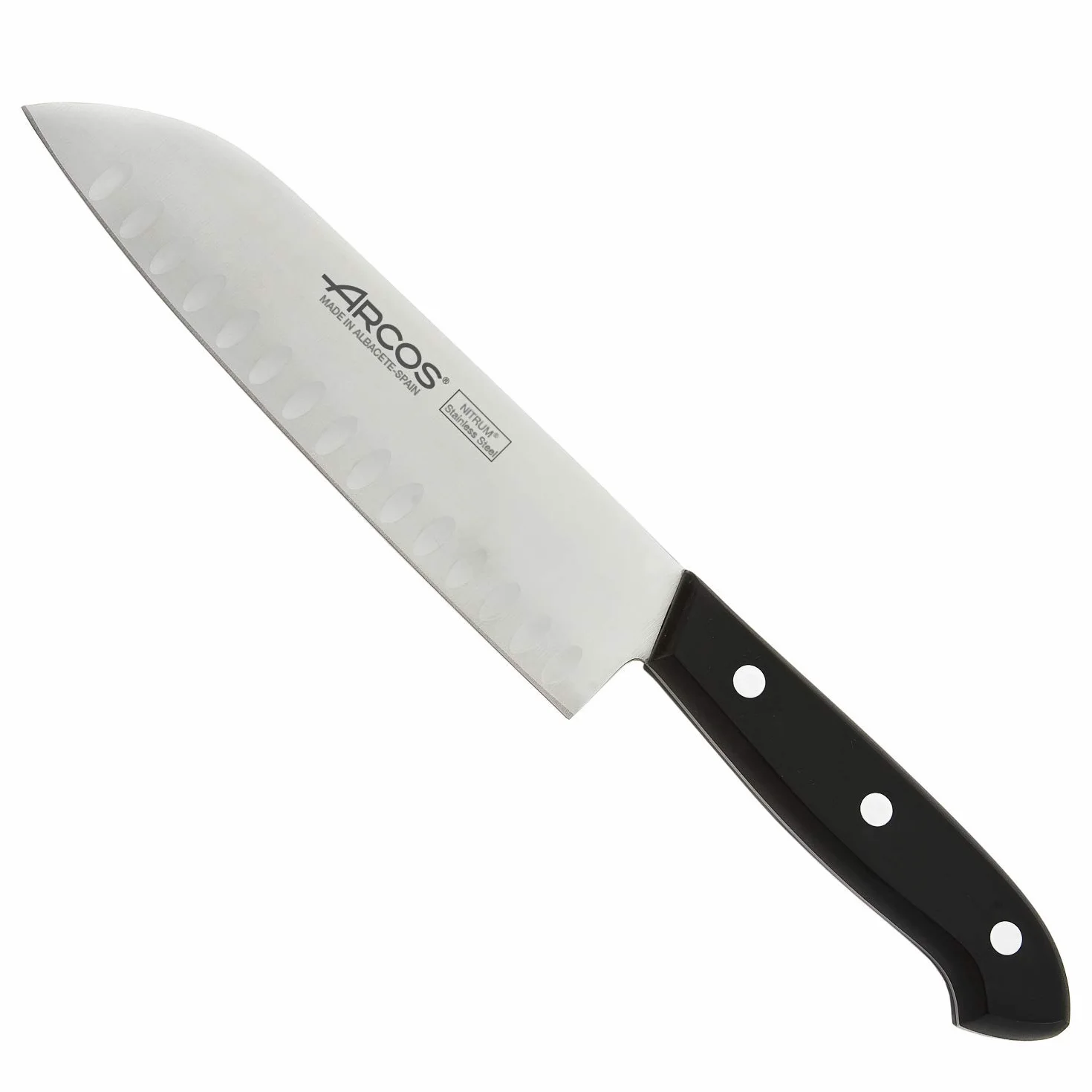 Arcos Cuchillo Rocking Santoku de 17 cm para Precisión Culinaria Profesional | Hoja de Acero Inoxidable NITRUM con Borde de Seda | Mango Ergonómico de Madera de Encina