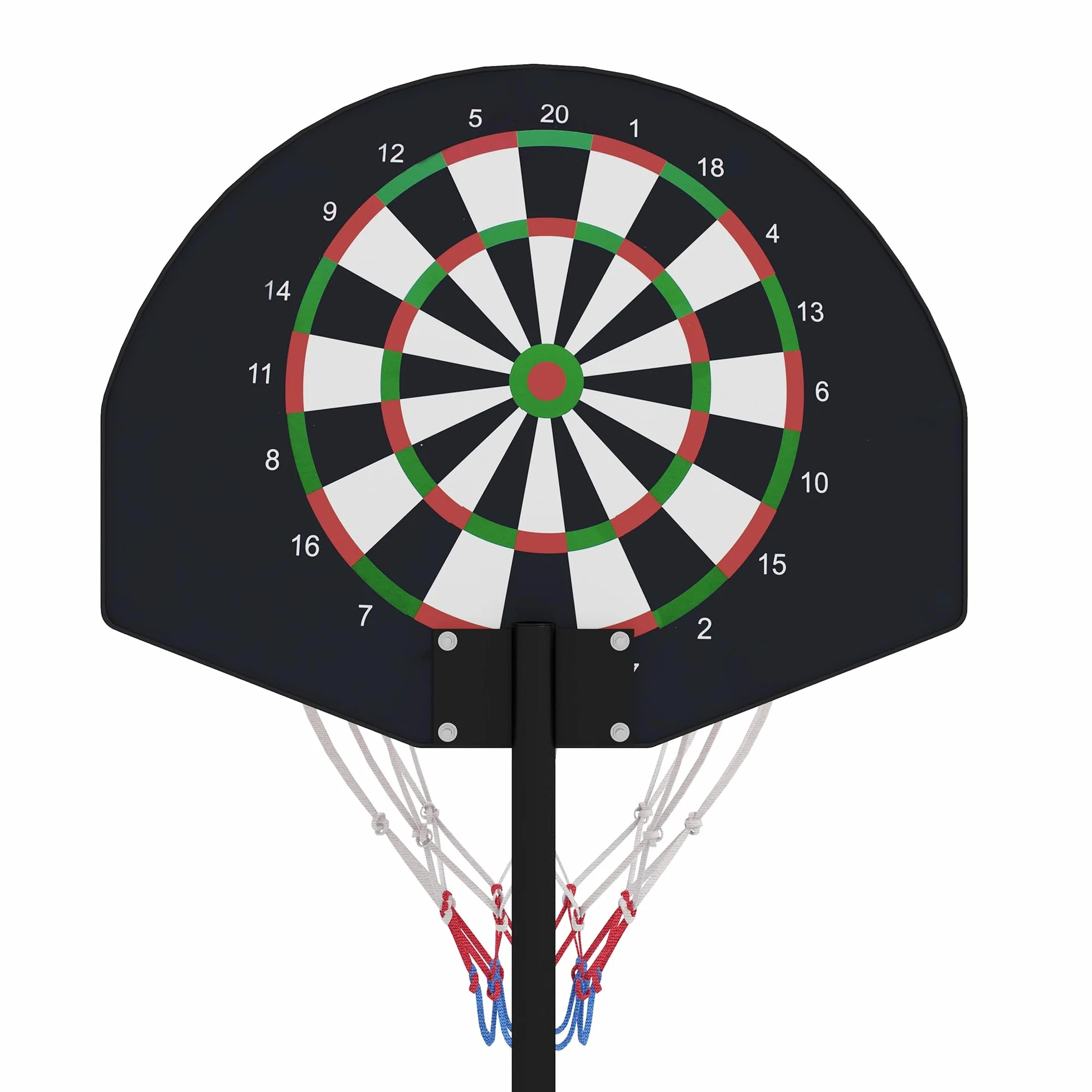 SPORTNOW Canasta de Baloncesto Altura Regulable 129-179 cm Diana Magnética Dardos Aro Base Rellenable Interior Negro
