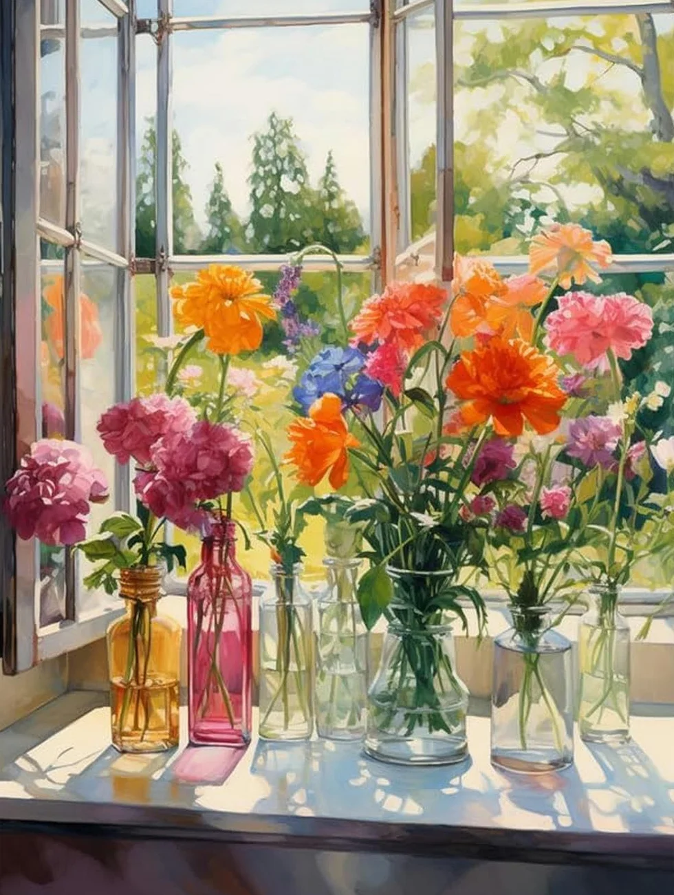 Kit de inicio de bordado para principiantes, kit de punto de cruz, juego de costura, hilo de algodón, lona impresa, decoración del hogar, 11 quilates, flores brillantes en un florero, impresión de
