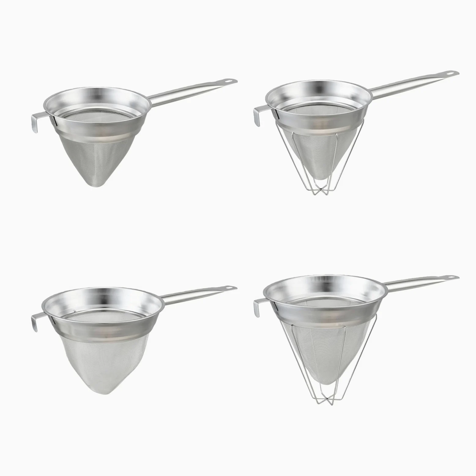 Colador cónico de acero inoxidable 304 con mango largo, colador de tapa china, malla fina, tamiz de caldo para cocina