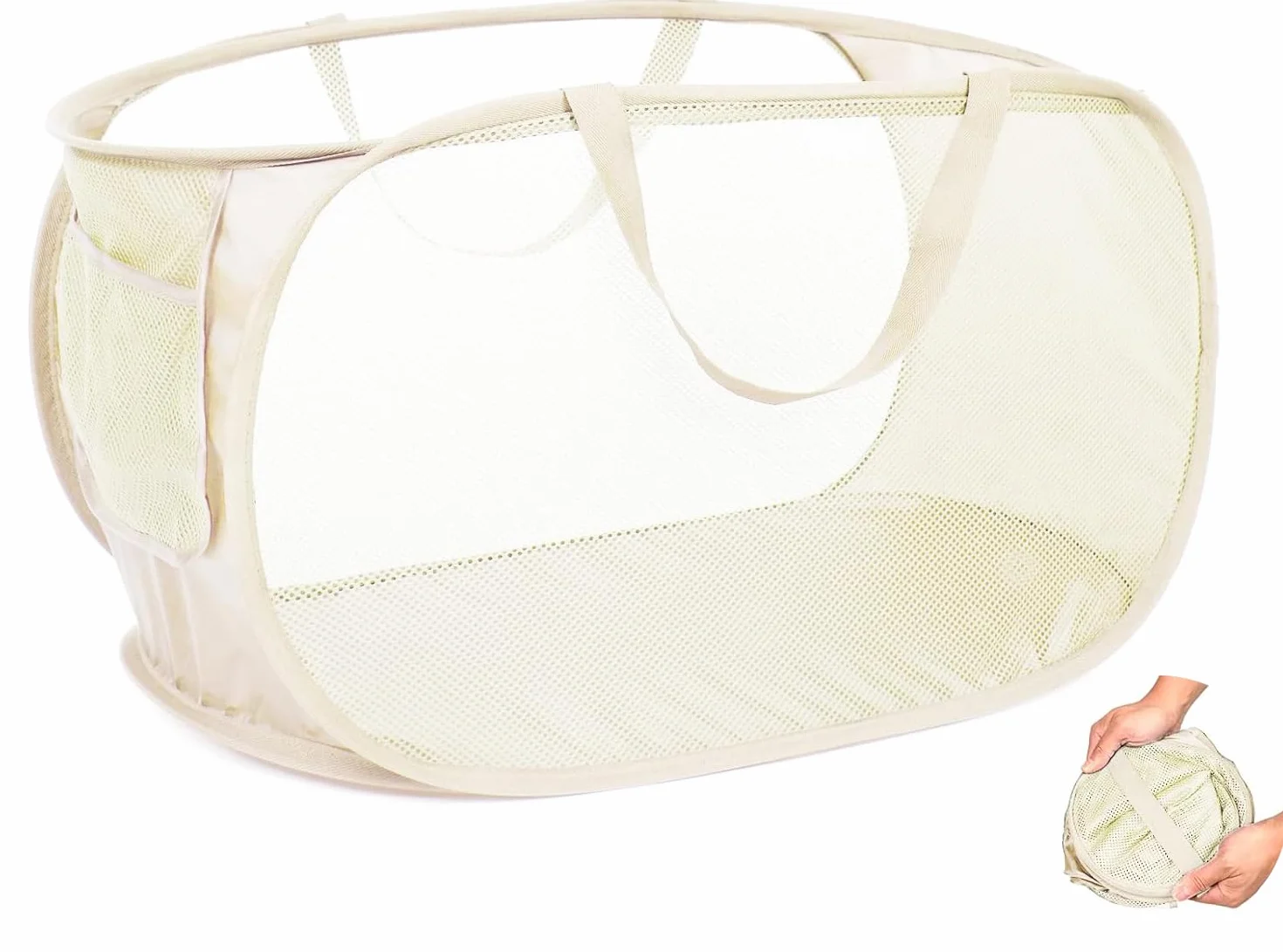 Cesto Plegable de Malla Plegable Pop-Up Malla Cesto de Ropa Bolsa Cesta de Colada Lavado Pop Up para Guardar Ropa y Objetos Pequeños