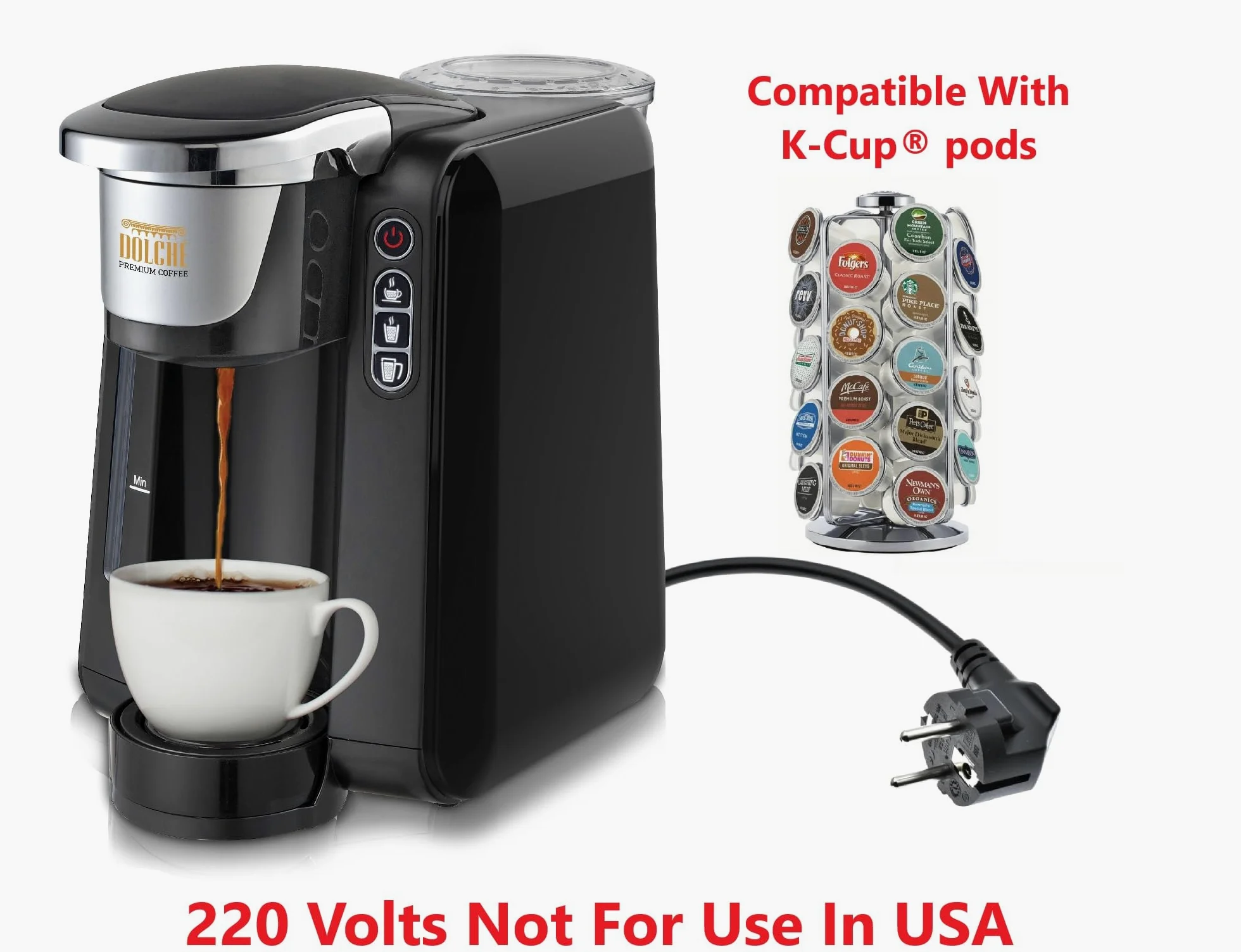 Cafetera Dolce de 220 voltios compatible con cápsulas Keurig K-Cup de 220 V, 240 voltios, 50 Hz (no para uso en Estados Unidos)