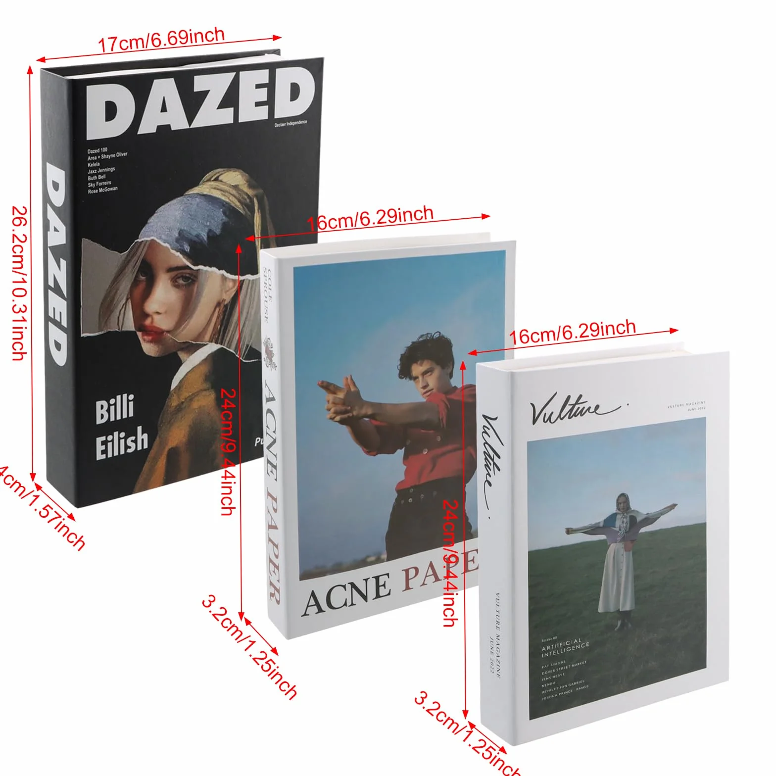 3 Piezas Libros Falsos Decorativos, Libros de Decoración Apilado, Libros de Exhibición Falsos, Libros Falsos de Moda para Decoración Hogareña, Libros de Imitación Modernos, Sin Páginas