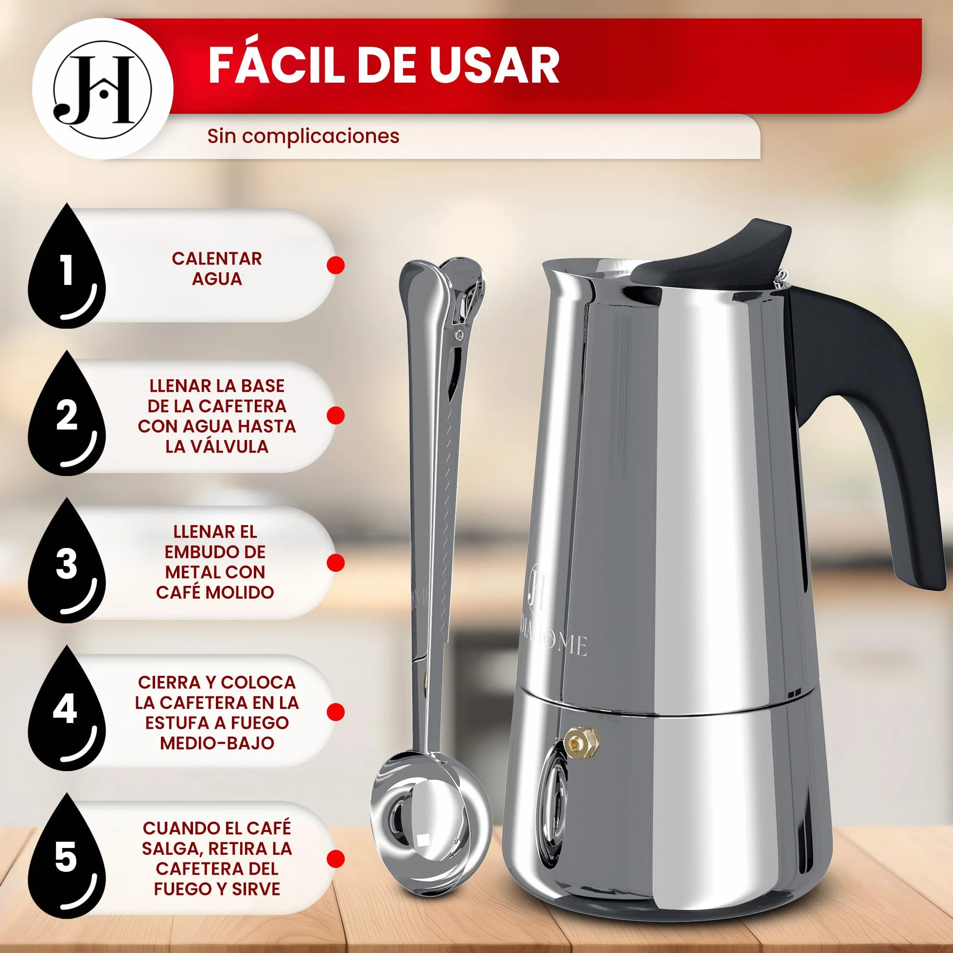 Set Café : Cafetera Italiana 12 Tazas - Compatible Inducción, Vitrocerámica y Gas | Cafetera Italiana Induccion | Cafetera Induccion Acero Inoxidable | Cafetera para Induccion (12 Tazas)