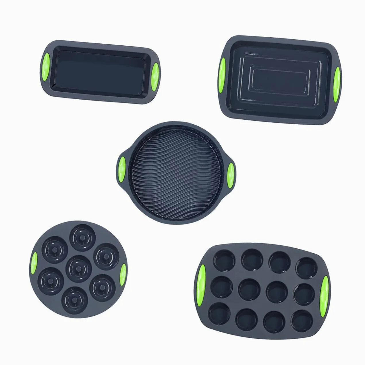 Kit de Moldes de Silicona 5 Piezas para Hornear Pasteles, Reutilizables y Fáciles de Limpiar, Ideales para Cocina y Repostería en Familia