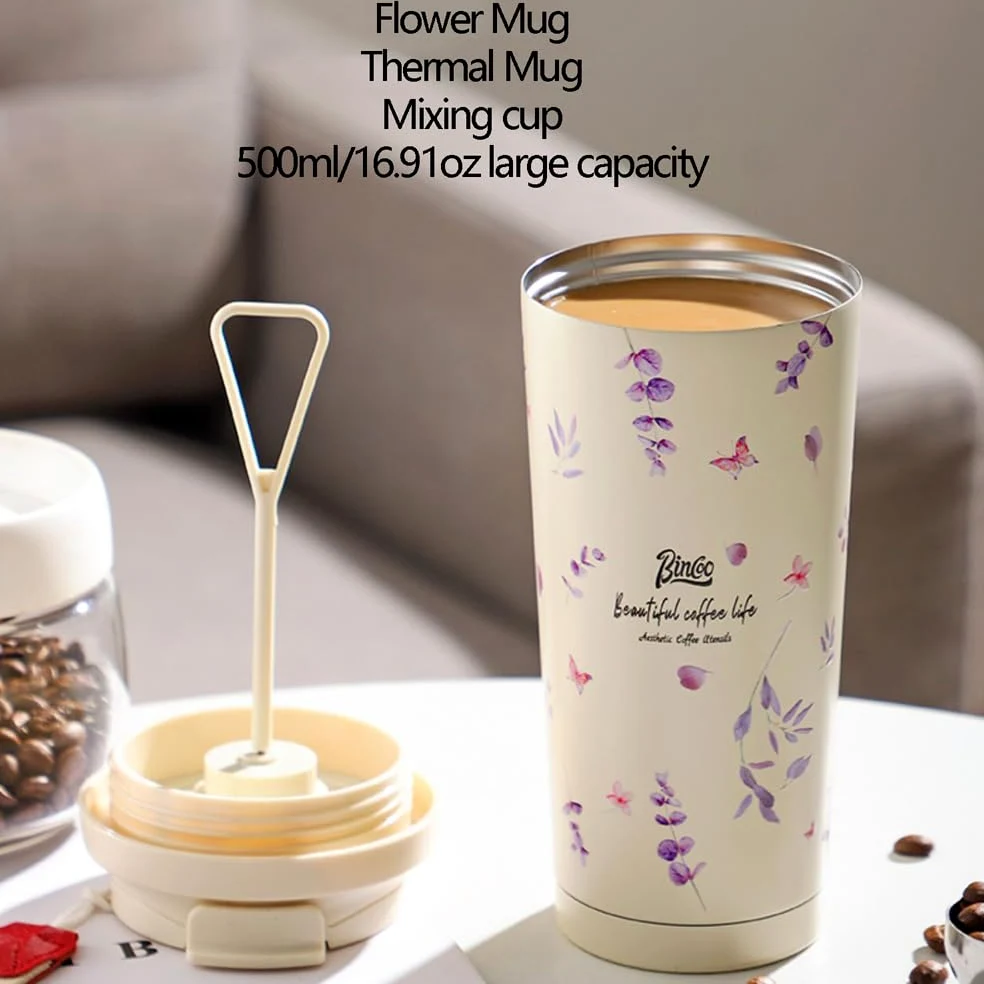 Taza de café totalmente automática, termo eléctrico recargable, modelo Stanley, vaso de acero inoxidable con agitación de un solo toque, 8 horas de larga duración, conservación del calor,