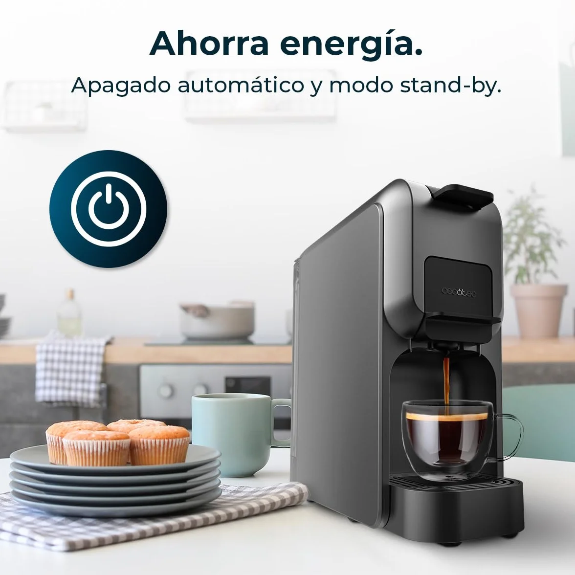 Cecotec Cafetera Cápsulas Express Compacta FreeStyle Compact Black. 1350W, 20 Bares, Apta para Café Molido, Dolce Gusto, Nespresso y K-fee, Depósito Extraíble de 800ml, Apagado Automático
