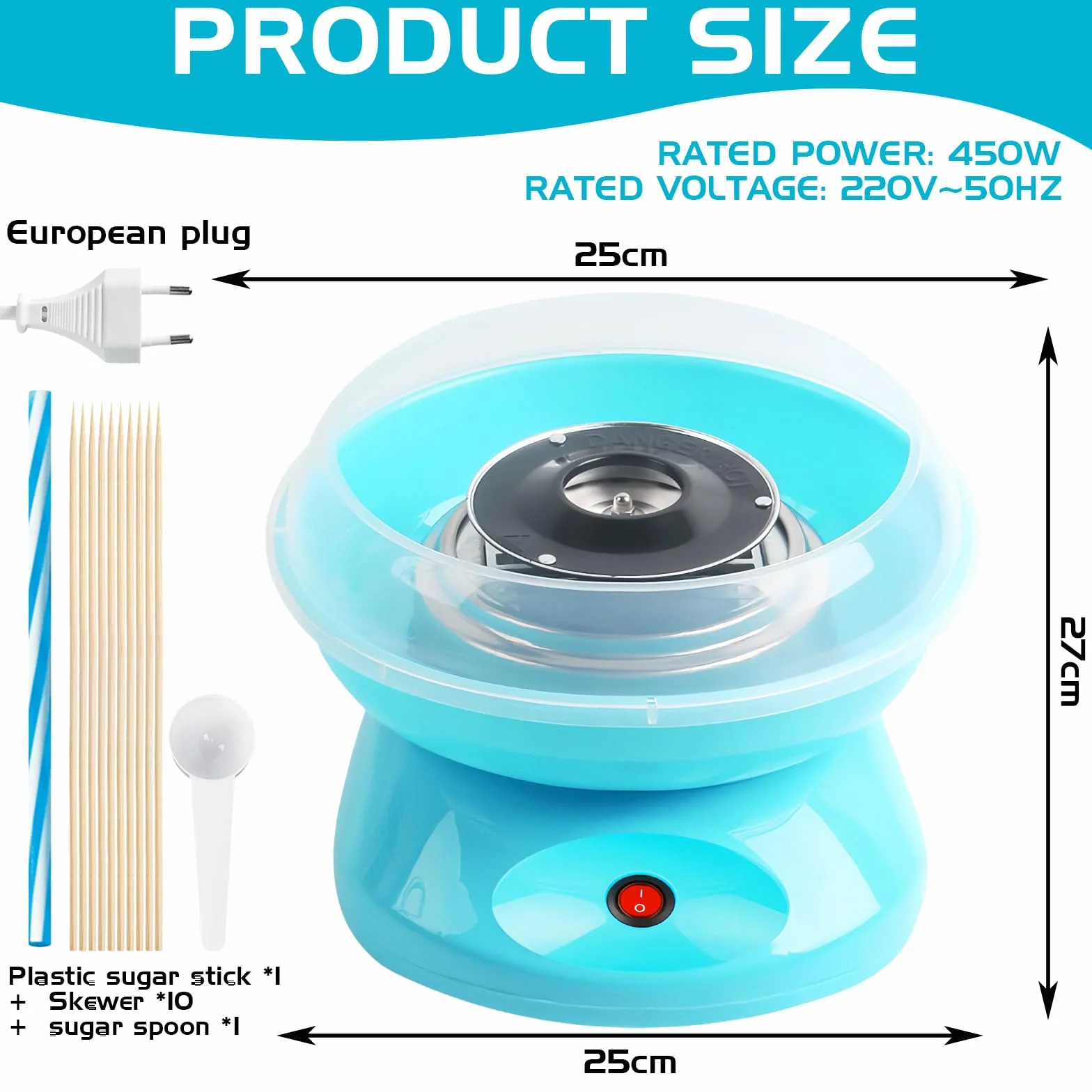 Máquina De Barba De Papá, Máquina De Candy De Algodón, Máquina De Dulces De Algodón, Eléctrico Candy Floss Maker 450w Con Accesorios Para Cumpleaños Varias Fiestas Fácil De Usar Y Limpiar