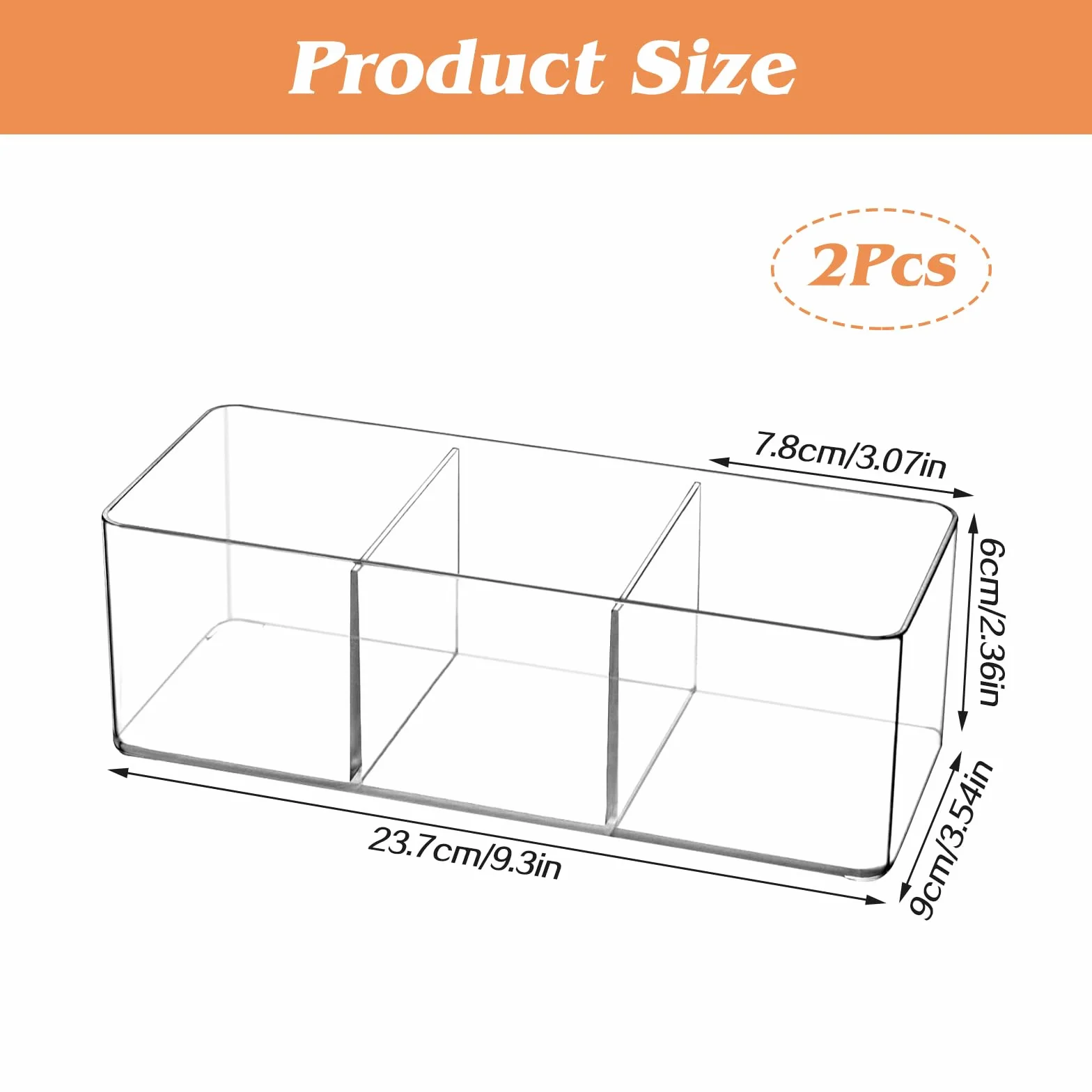 2 bolsas de té acrílicas, caja de almacenamiento, 3 compartimentos, organizador transparente, cajas de té, bolsas de café, almacenamiento para cápsulas de café, edulcorantes, azúcar, más despensas de