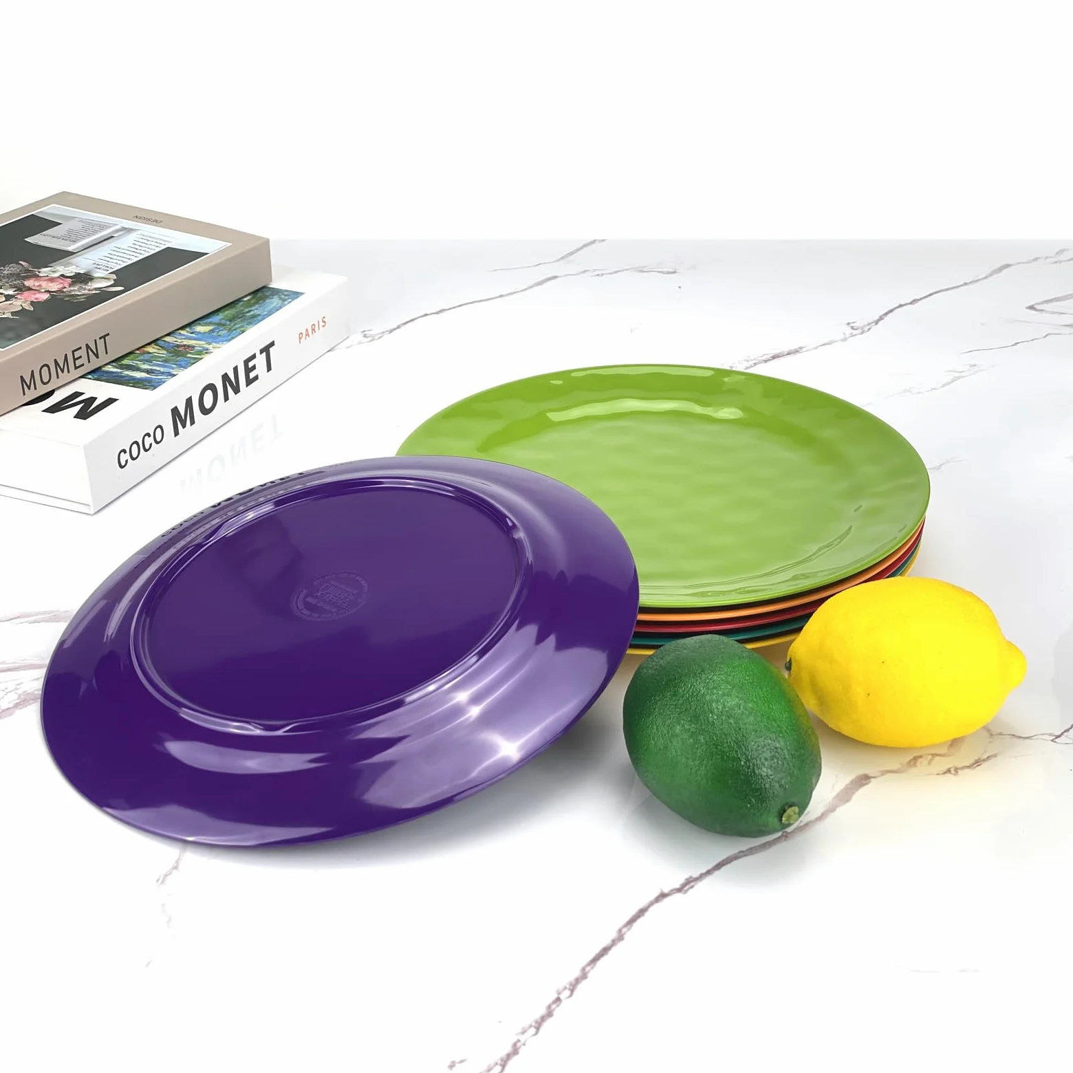 Juego de 6 platos de cena o almuerzo 100% melamina, platos redondos de melamina de 10 pulgadas, platos de picnic para fiestas en casa, resistentes a la rotura y ligeros, acabado