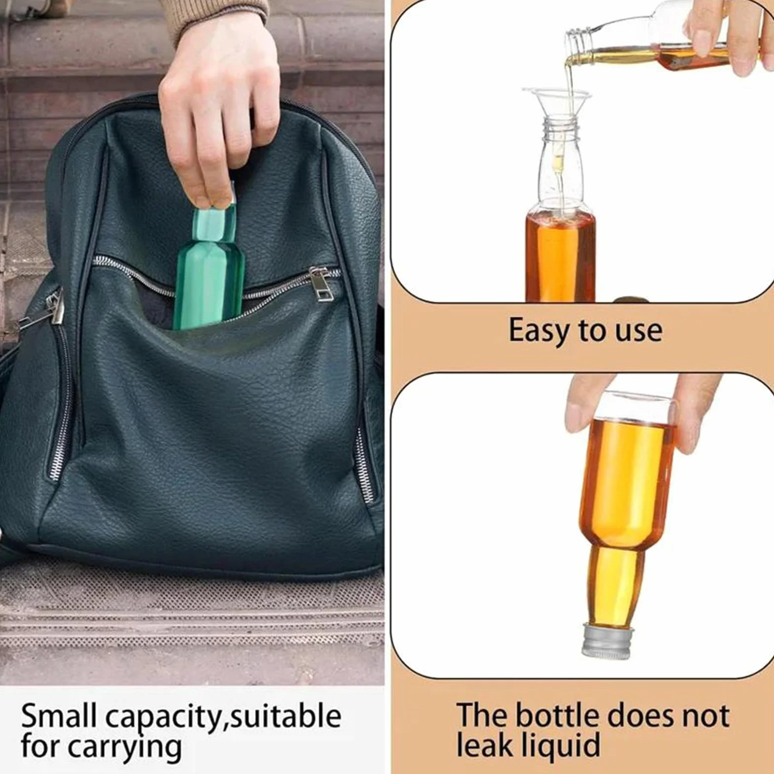 Tokaneit Botellas de Licor Plásticas Vacías 100 ml 50 Piezas con Tapón de Rosca
