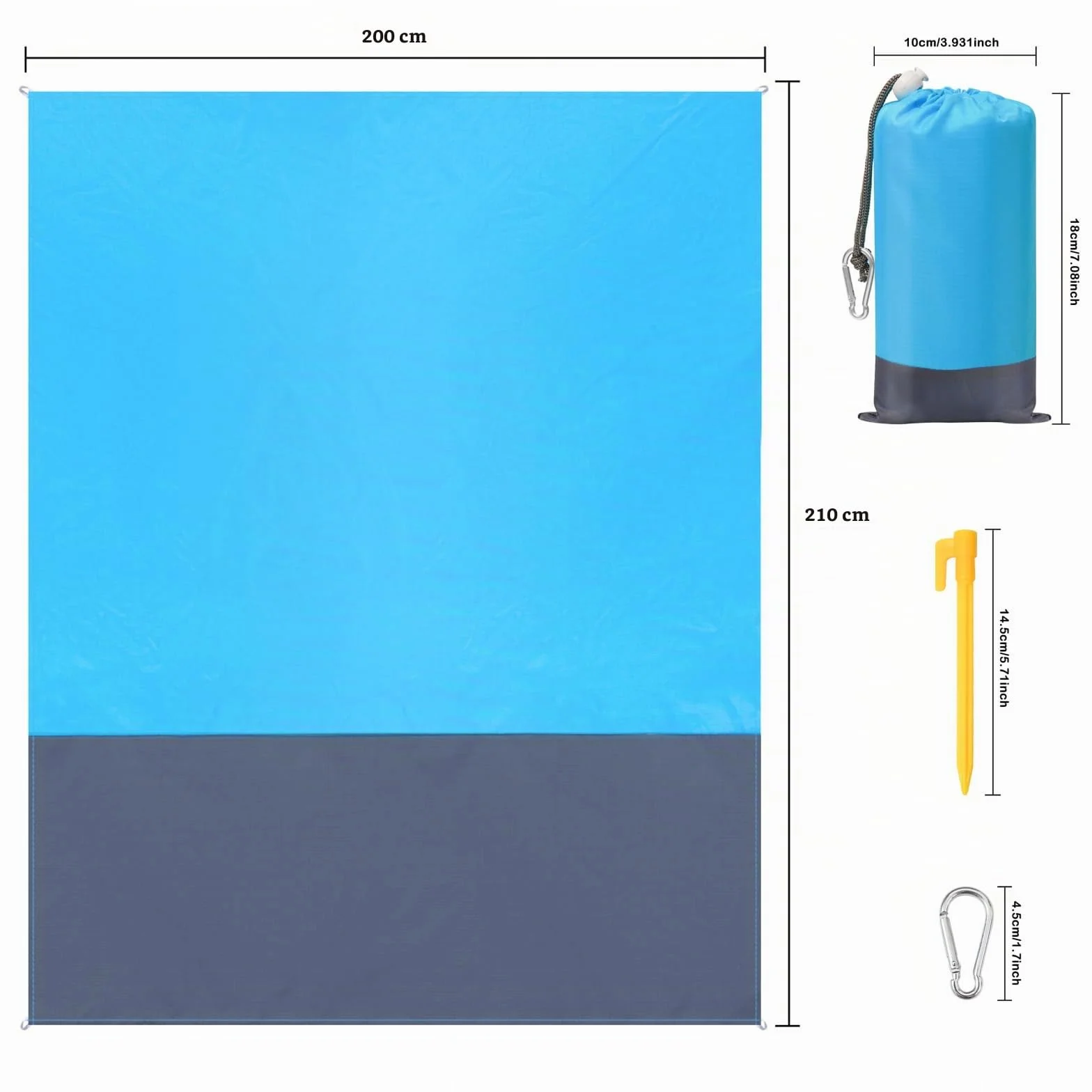 Gigmeta Alfombra de playa impermeable 210 x 200 cm manta de picnic para viajes camping