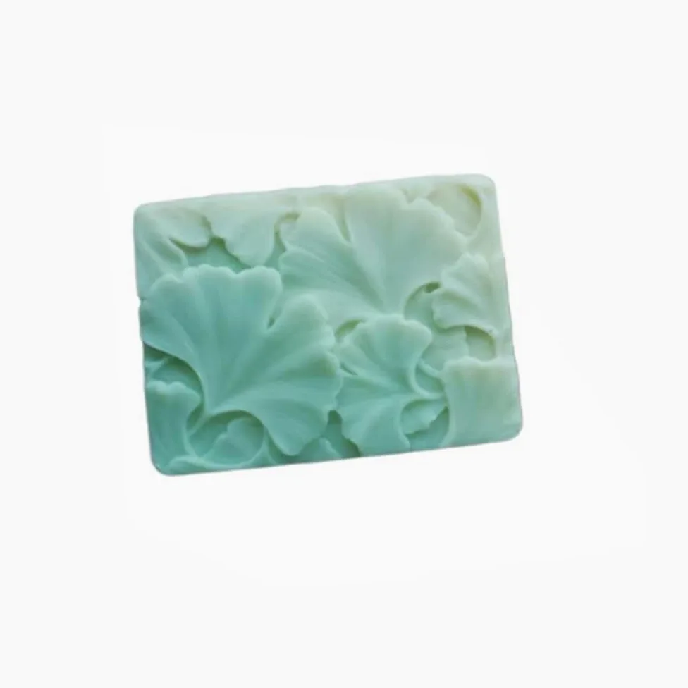 Molde de Silicona de 2 Cavidades con Diseño de Hoja de Ginkgo Biloba para Jabón y Repostería