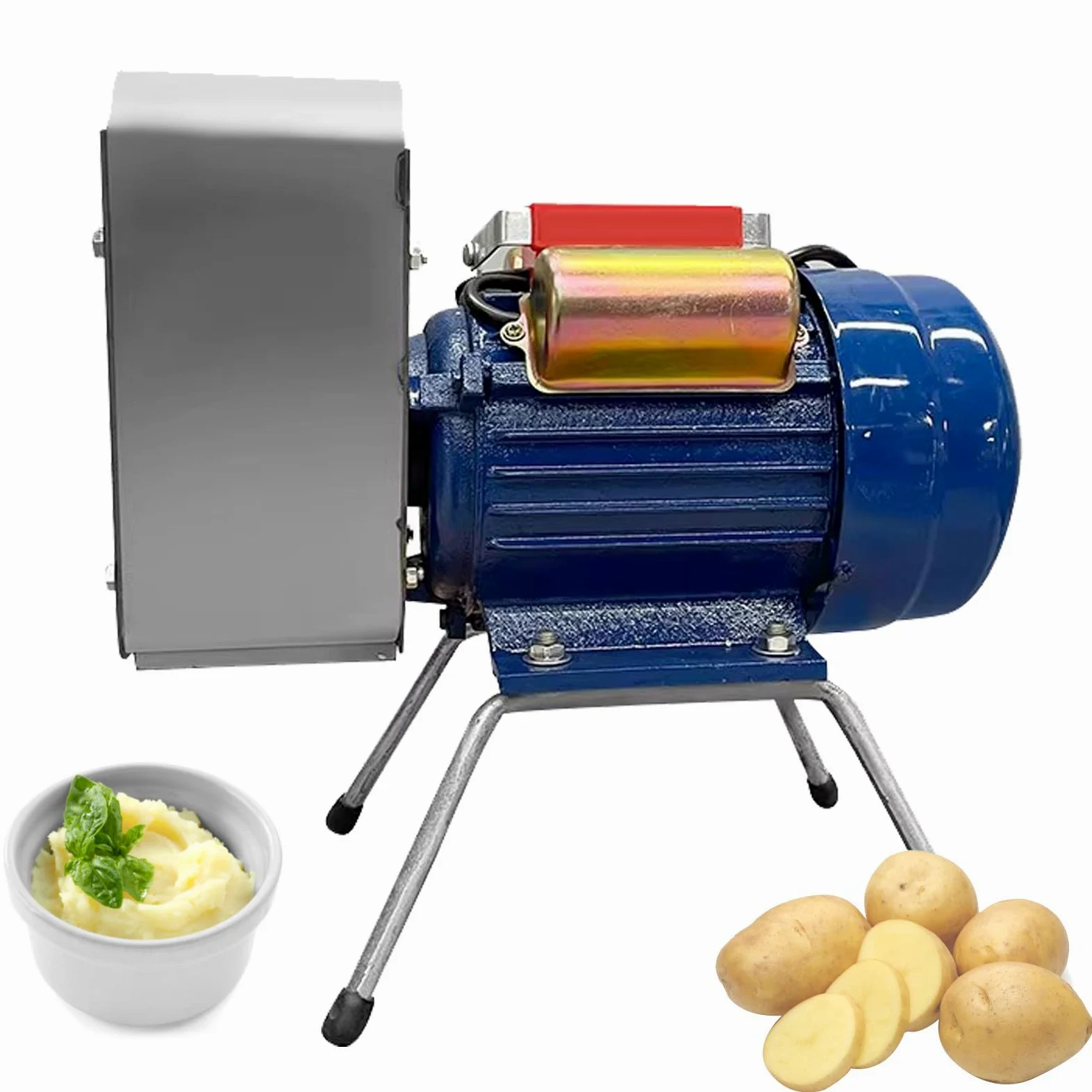 Machacador de Patatas eléctrico, 750 W, de Acero Inoxidable, con Rueda de molienda, Suave y Delicado, Rendimiento de 20-30 kg/h para ajo y Tomates