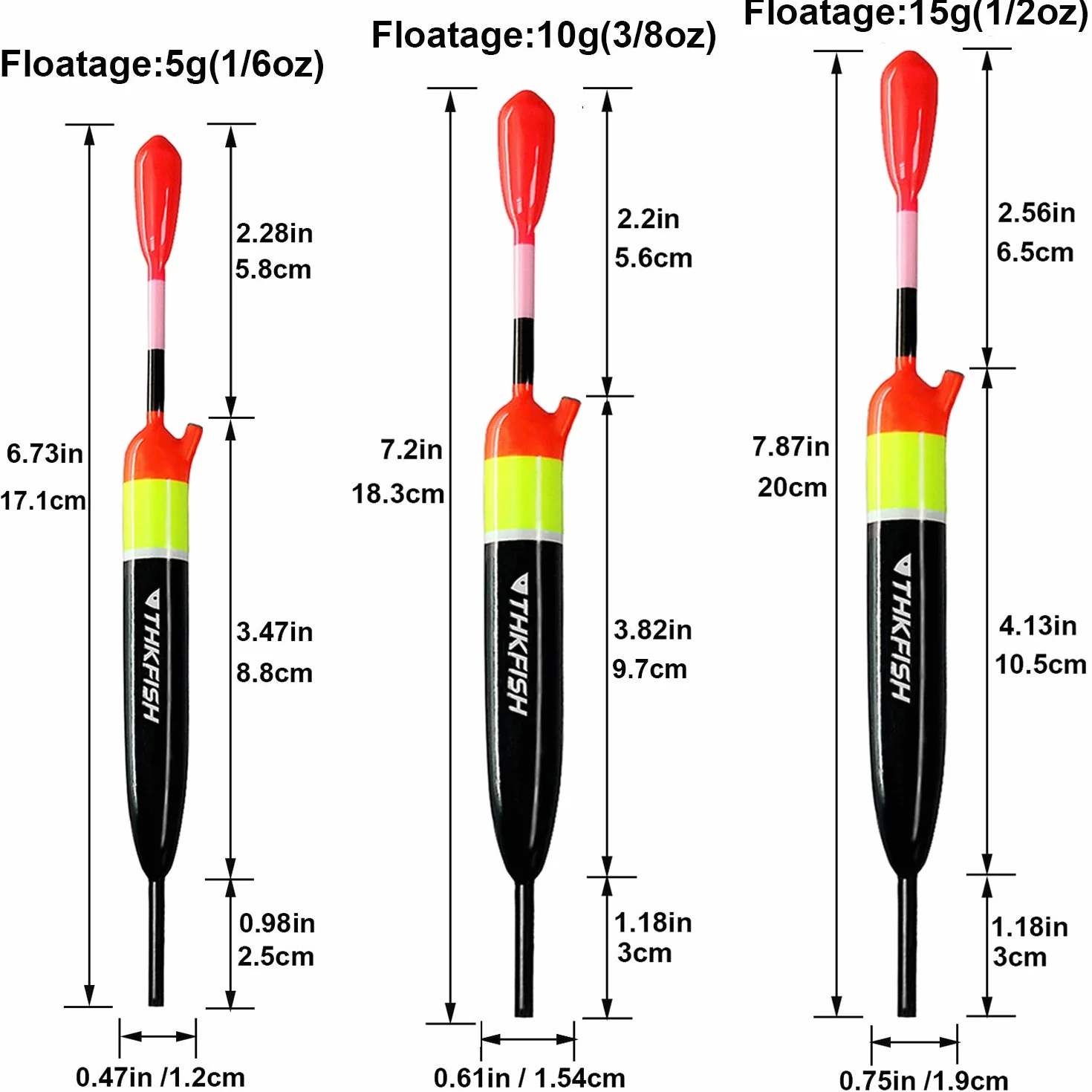 THKFISH Balsa Wood Flotadores de Pesca 5g 10g 15g 4g 3g 5 Piezas