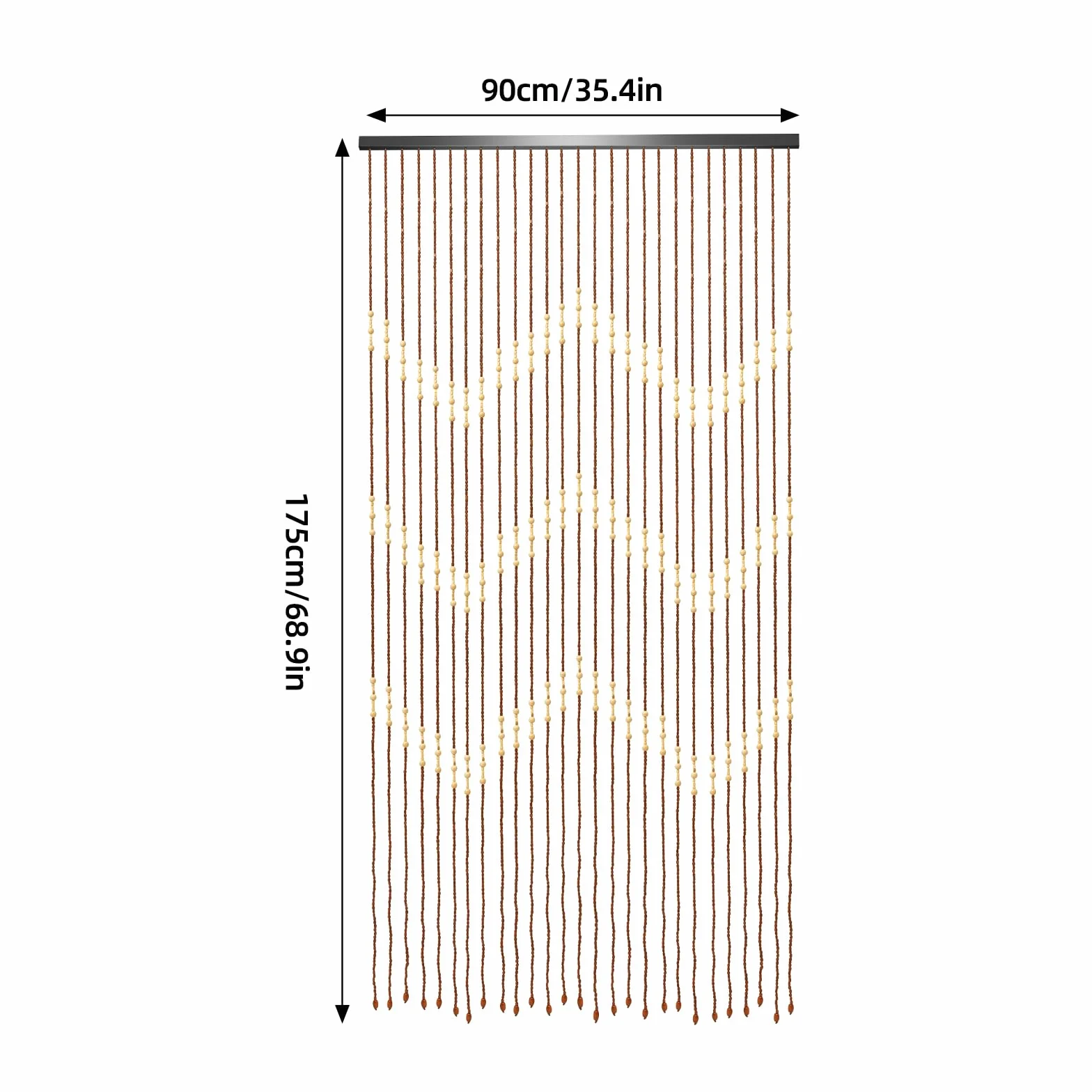 Generic - Cortina de cuentas de madera (bambú, 90 x 175 cm), diseño retro