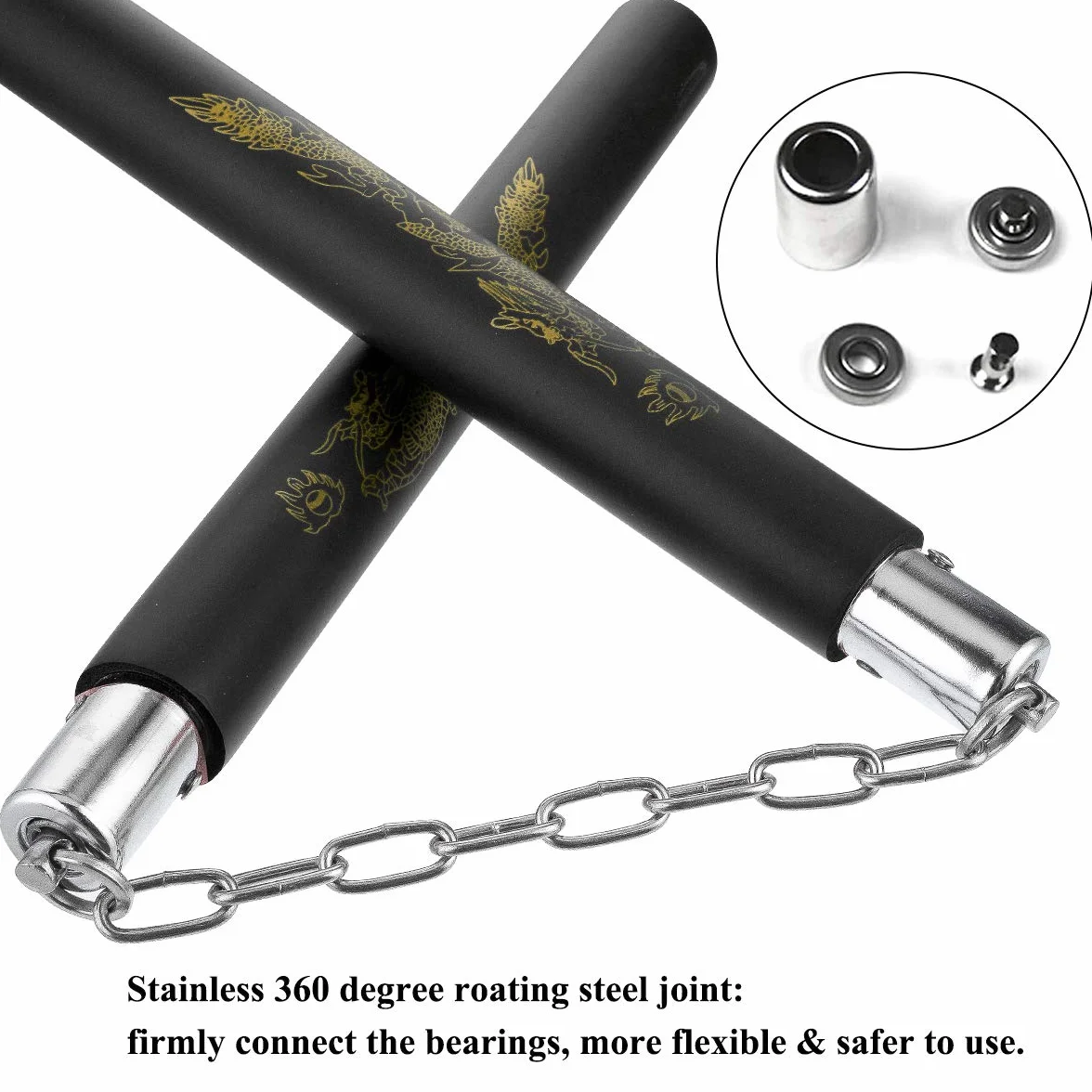 2 Pares de Nunchakus Espuma portátiles Nunchaku Artes Marciales Nunchakus Profesionales Nunchaku de Entrenamiento de Seguridad Nunchucks con Cadena de Acero para Adultos Niños y Principiantes