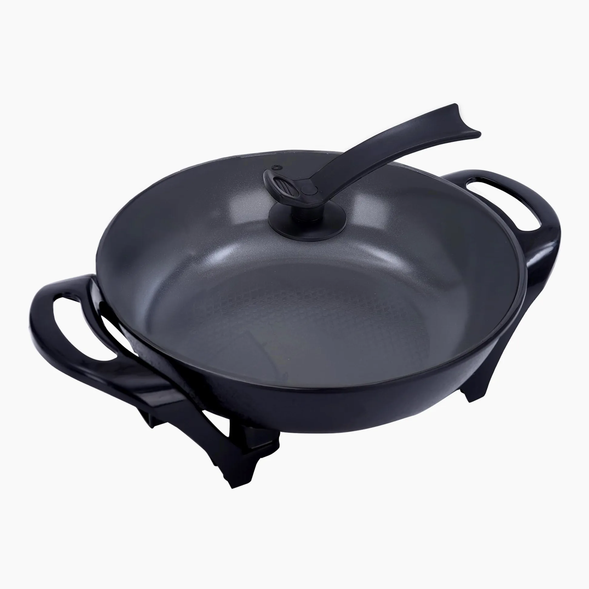 Jocca-Wok Eléctrico Multifunción 32 cm con Tapa de Cristal, Revestimiento Cerámico Antiadherente, Termostato Ajustable, 1600W, Ideal para Saltear, Freír y Cocinar al Vapor