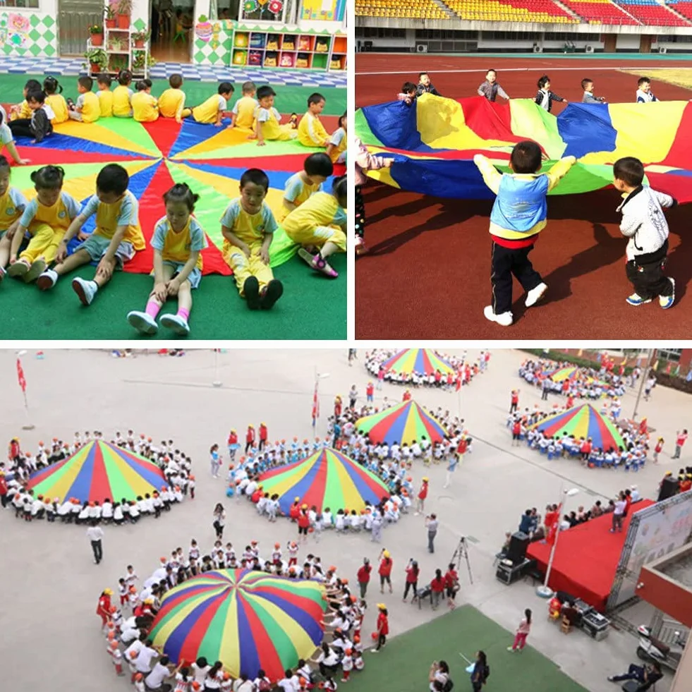 Juego de Paracaídas Arco Iris 6FT para Niños Actividades Deportivas al Aire Libre