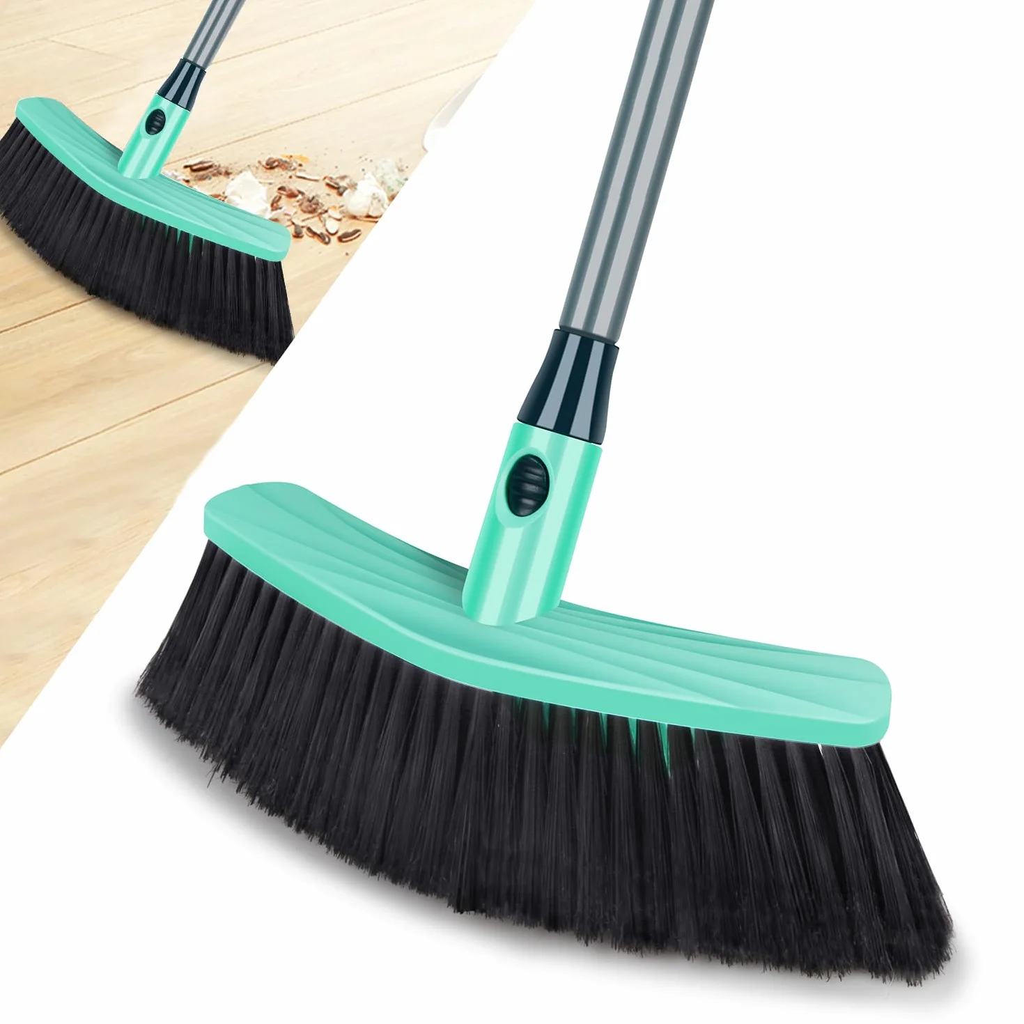 Cepillo de barrido para interiores con mango largo, cepillo de cocina para interiores con cerdas suaves densas, perfecto para barrer habitación, oficina, cocina