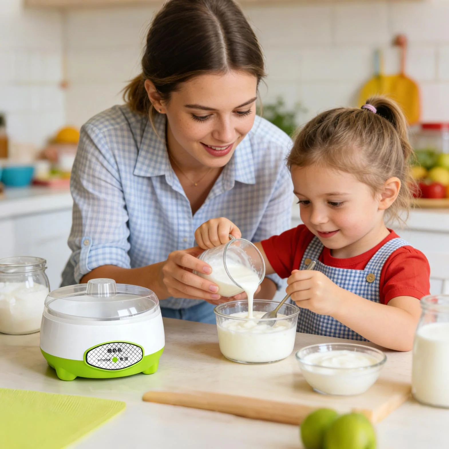 Genérico Máquina automática para Hacer Yogur, máquina para hacerr yogurr en el hogar, Aparato de Cocina eléctrico de 1,2 L, Nueva Mini máquinaa para Hacer Yogur Completamente automáticaa