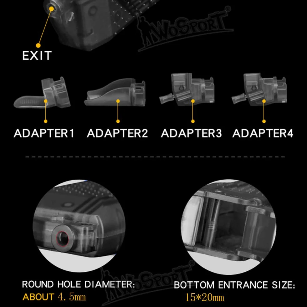 Cargador de Velocidad Universal Airsoft para BBS de 4,5 mm, Cargador RáPido Manual de 250 Rondas con 4 Adaptadores, Herramienta de Carga Alta de Paintball Militar TáCtico