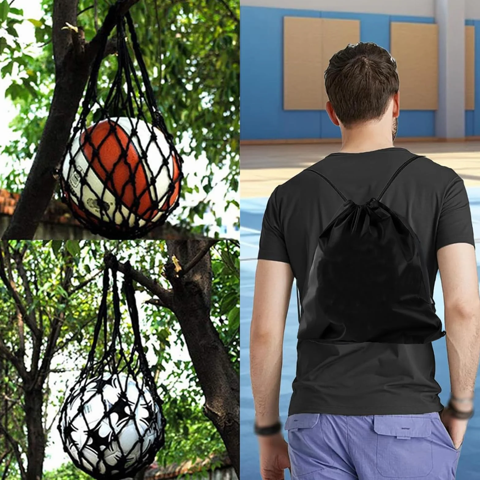 Guarda Pelotas Futbol, Mochila Baloncesto, Bolsa de Malla Deportiva Portátil para Fútbol, Balon, Tenis, Rugby, Voleibol
