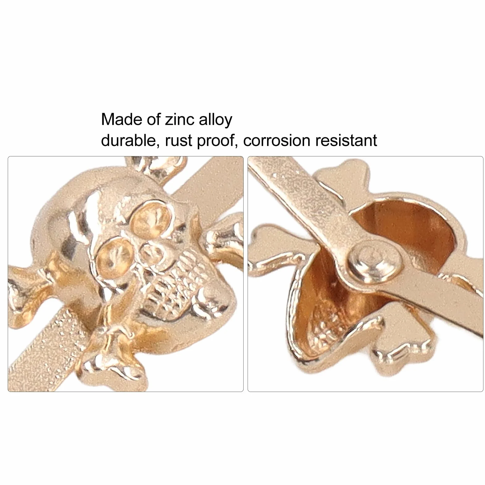 150 piezas de remaches de calavera estilo gótico de moda hermosos accesorios de perno de calavera para zapatos DIY bolsas de ropa (Oro)