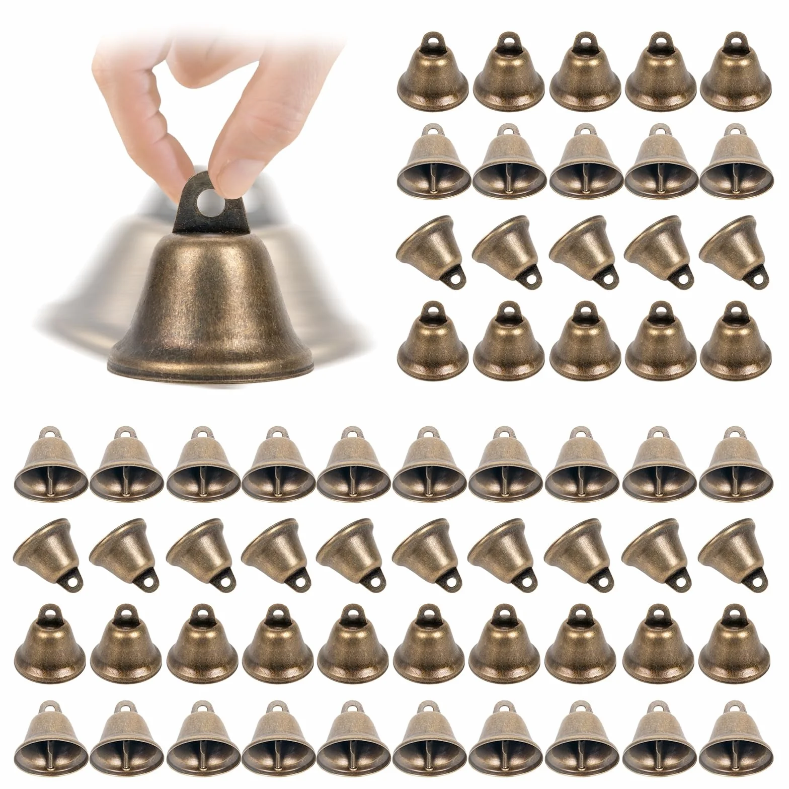 60 campanas de bronce vintage, campanas para manualidades, cascabeles pequeños