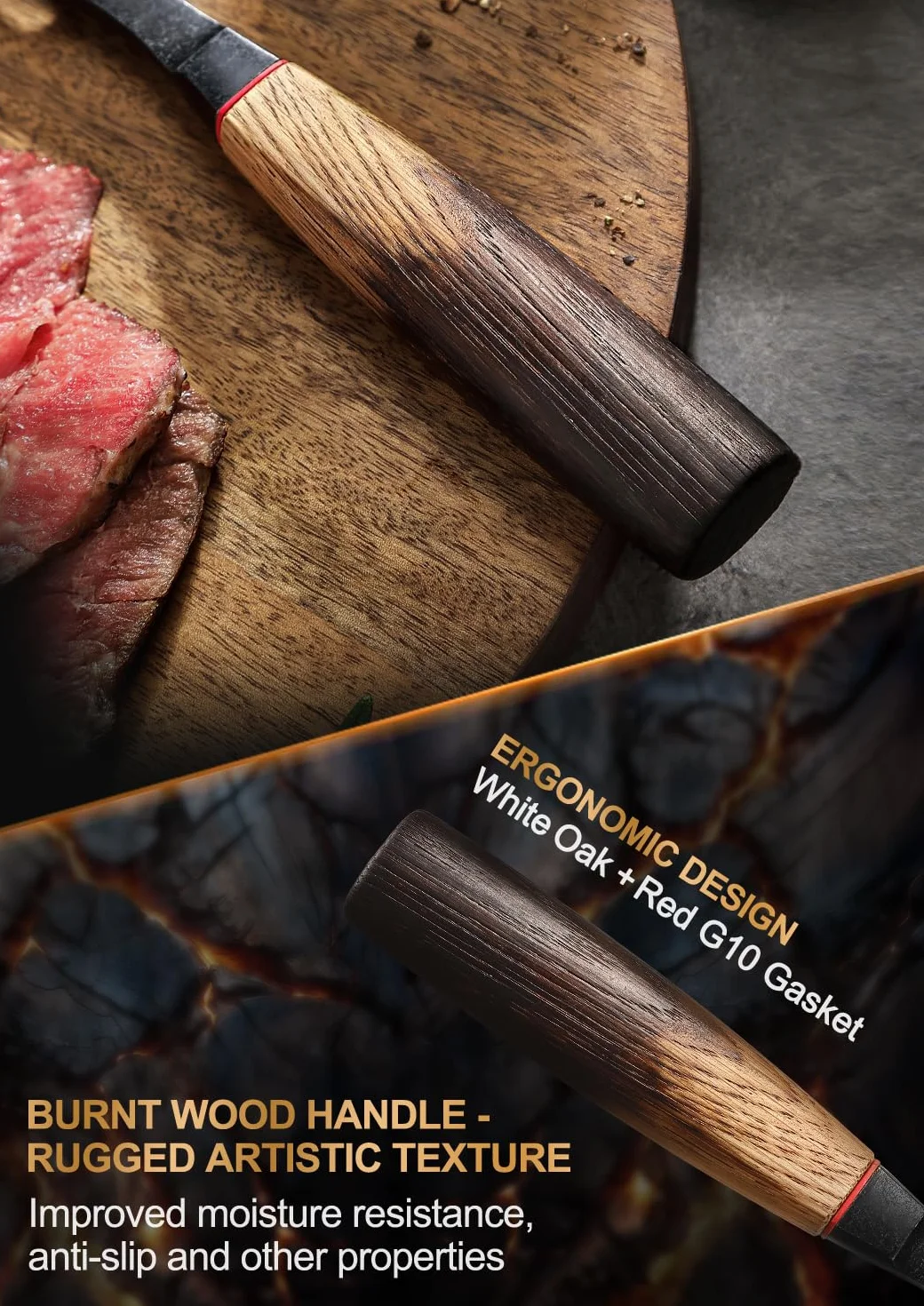 XINZUO 31,5cm Tenedor de Trinchar de Carne Acero Inoxidable 430 -Profesional Tenedor de Barbacoa Chef de Cocina -Mango Ergonómico de Roble Blanco -con Caja de Regalo
