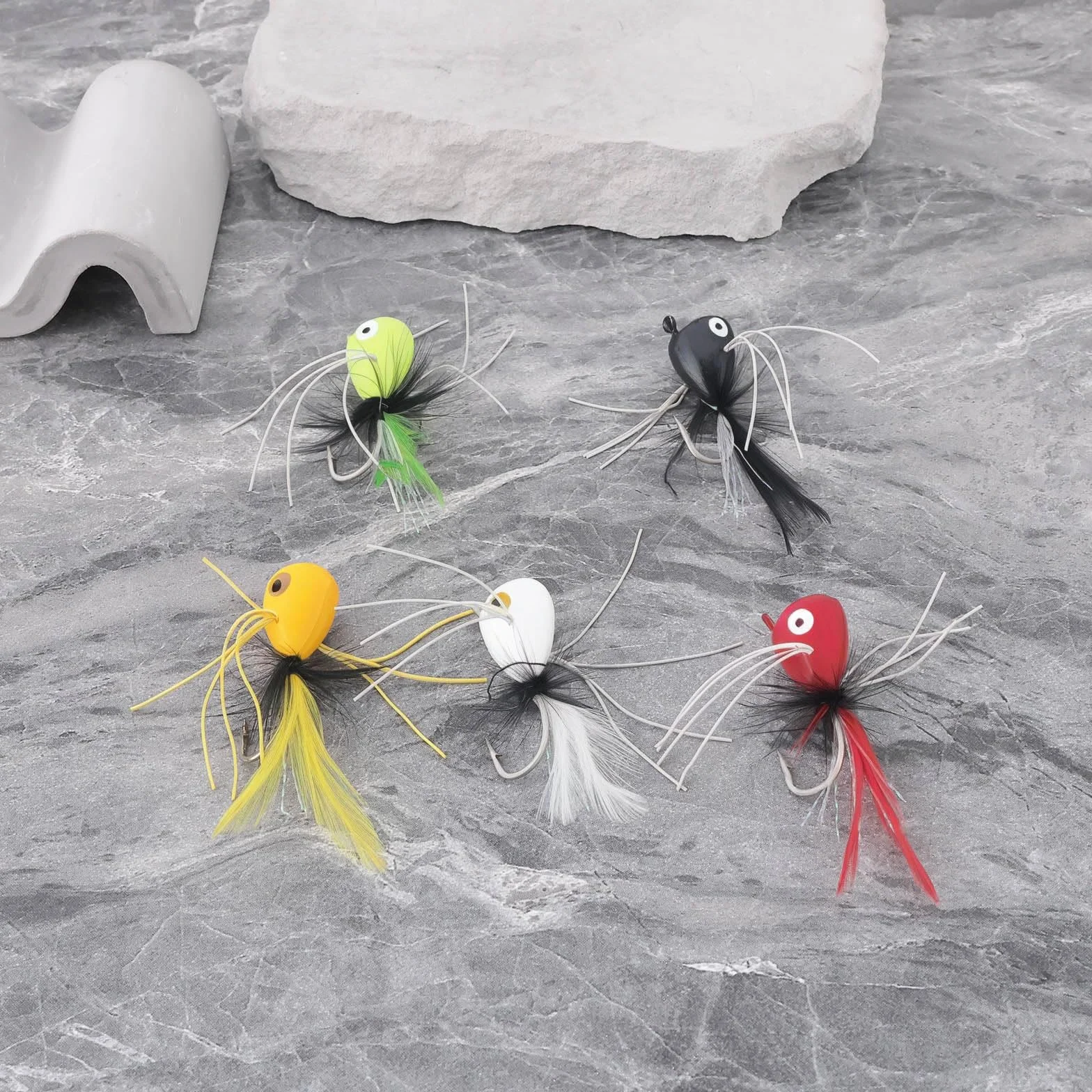 EMSea 10 Señuelos Popper para Pesca con Mosca Lubina Pez Luna