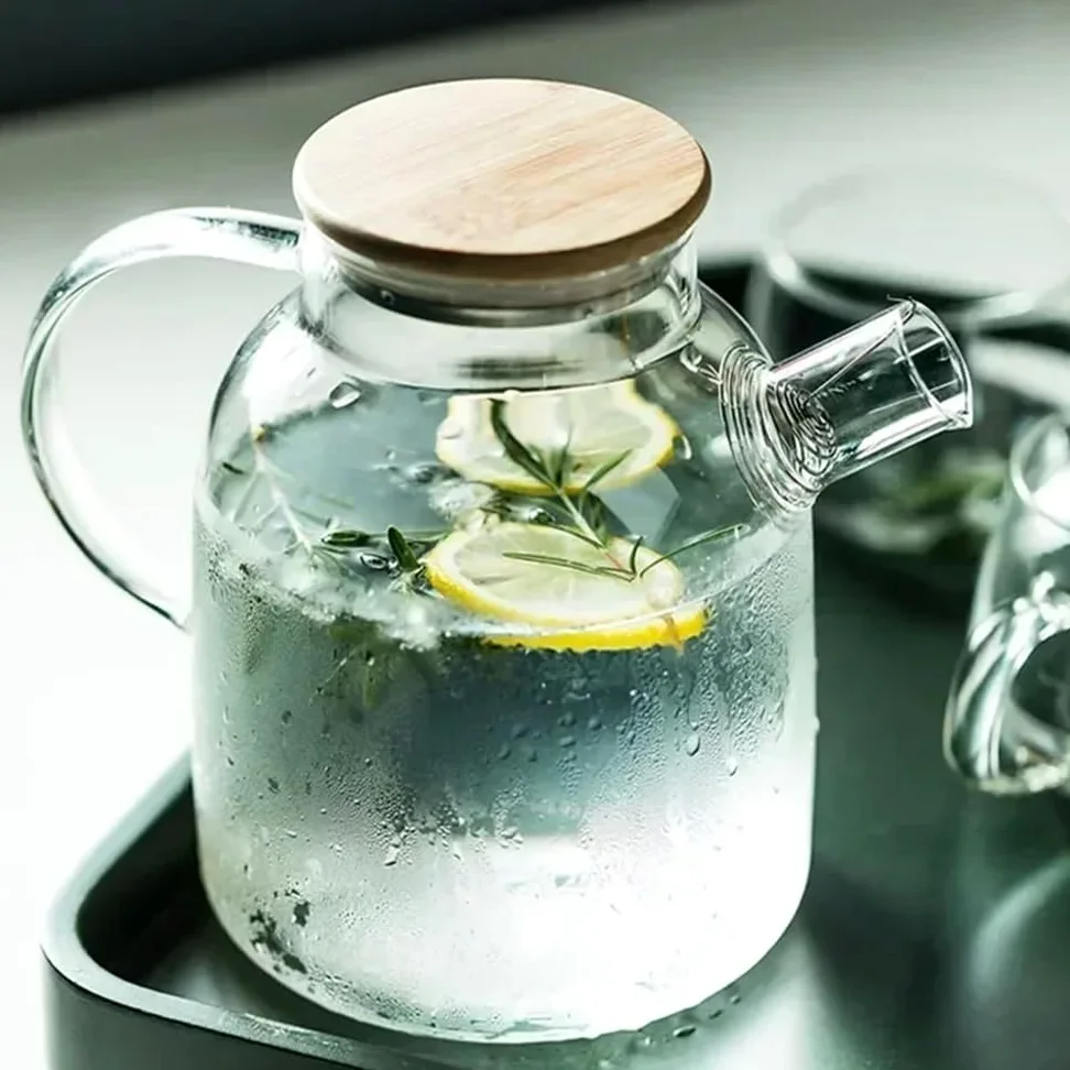 Jarra Jarra de vidrio borosilicato transparente 1,8 l | Tetera transparente grande con jarra de agua(1800ML)