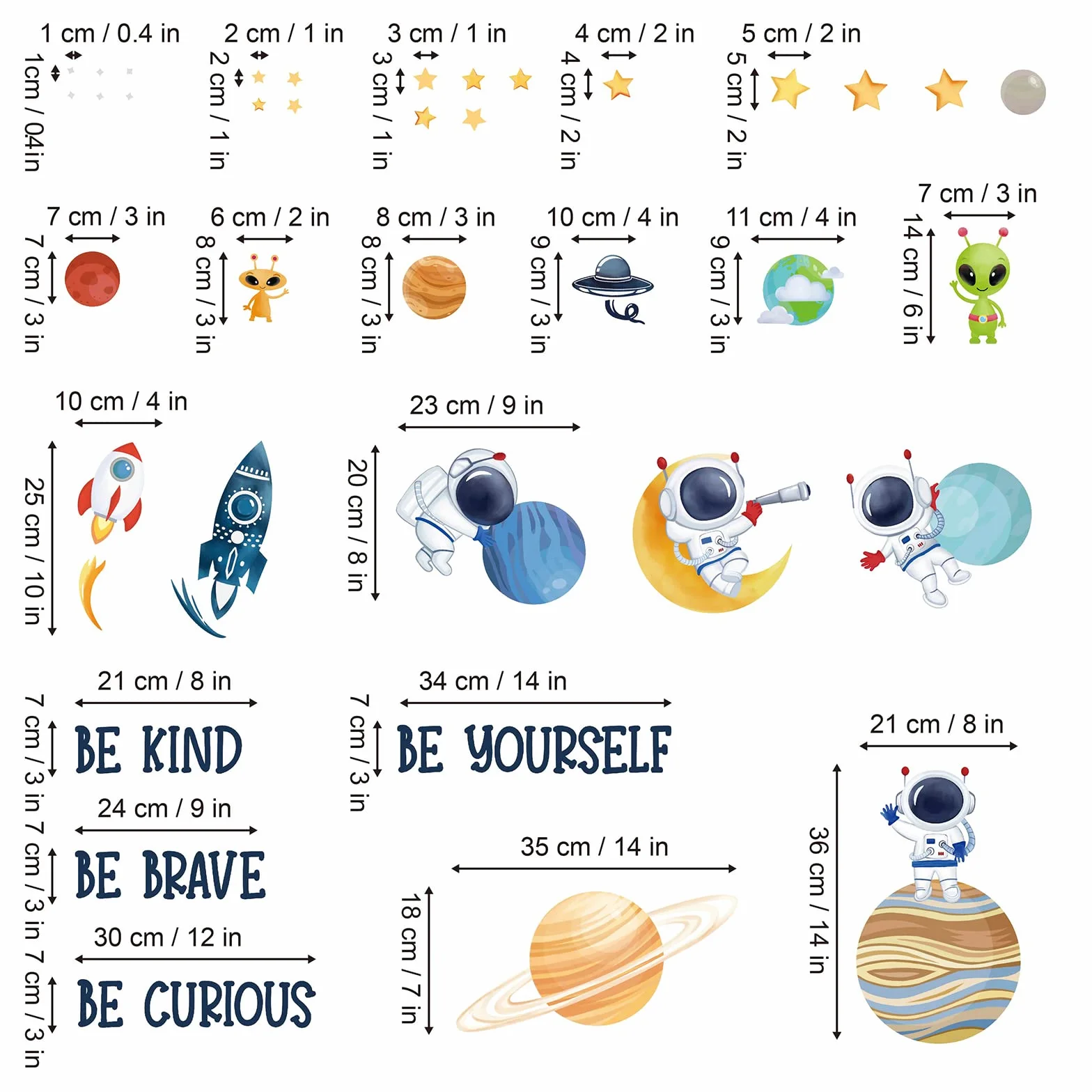 Wondever Pegatinas de Pared Espacio Planetas Adhesivos Decorativos Astronauta Sistema Solar Vinilos para Habitación Niño Bebés Dormitorio Guardería
