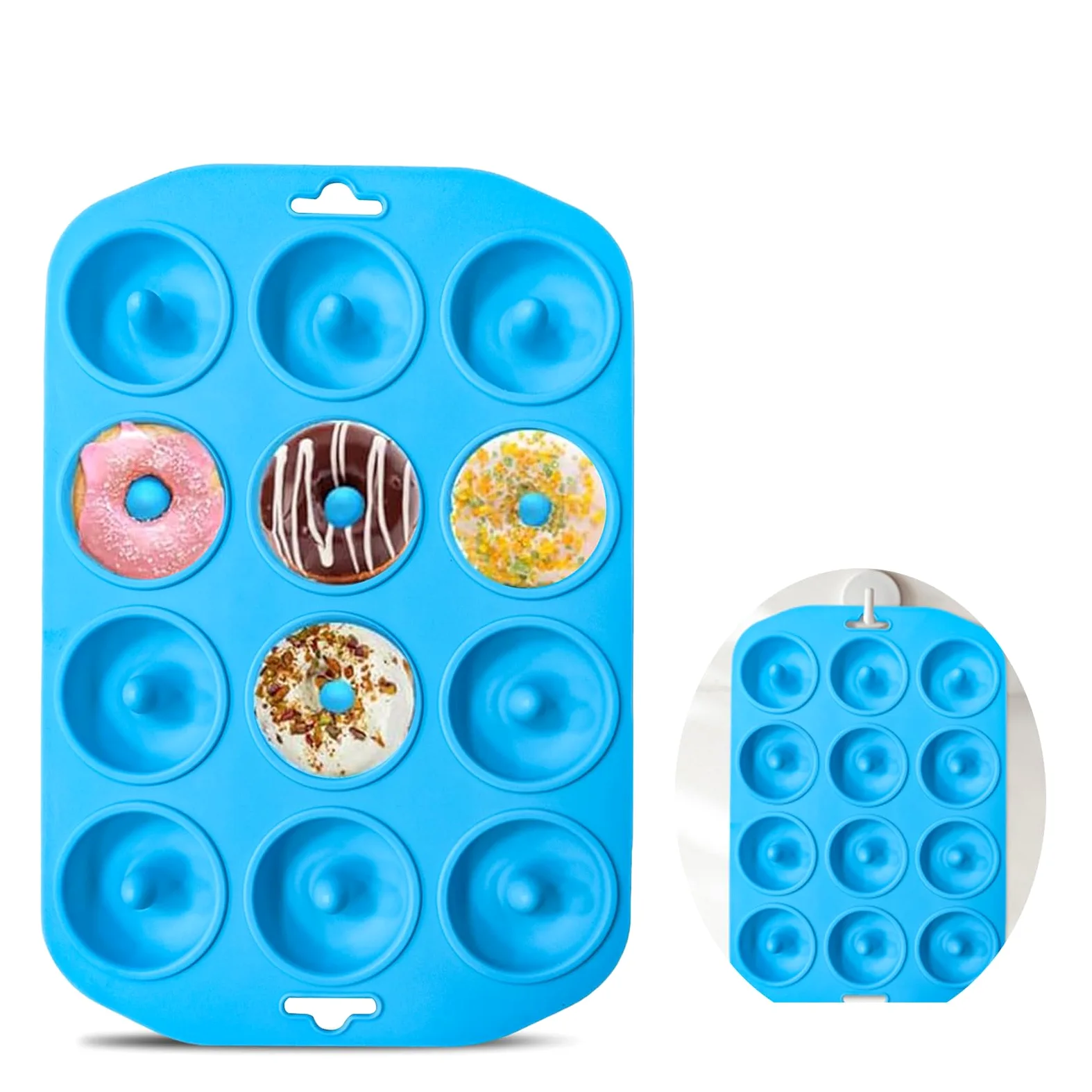 Moldes de silicona para donuts, mini moldes de silicona para hornear donuts sabrosos, bagels, tartas y más