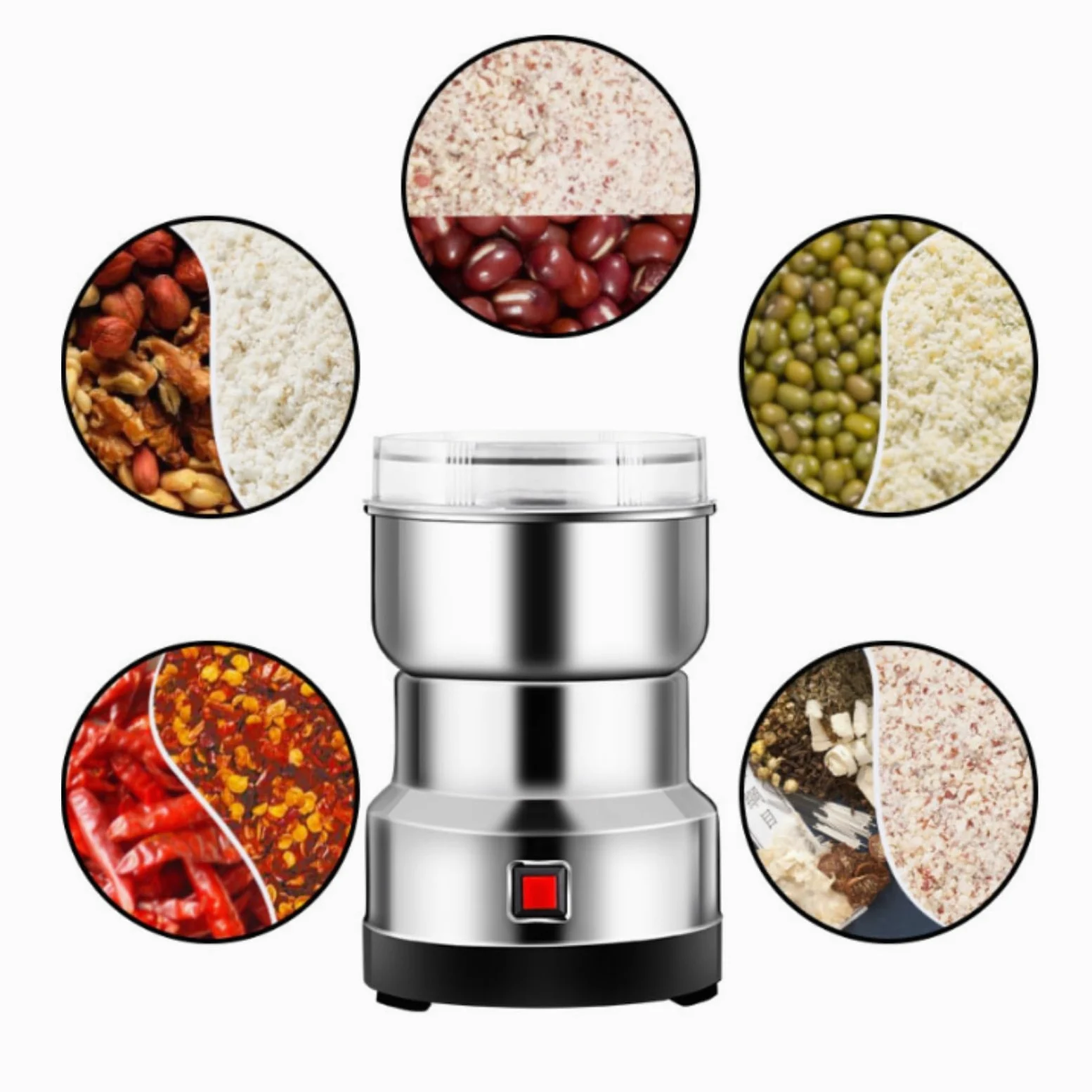 Molinillo de alimentos eléctrico: pulverizador de alta velocidad de acero inoxidable de 300 g para moler granos, harina, granos de café y condimentos