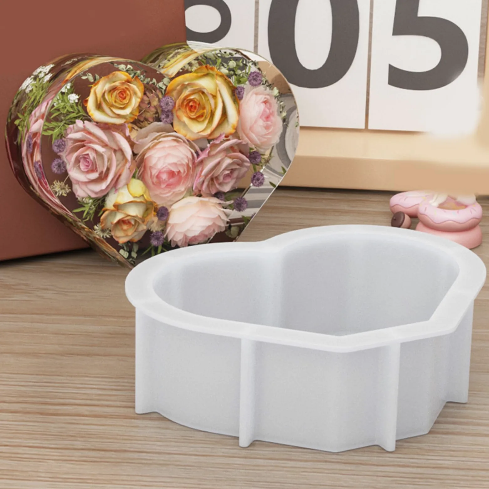 Moldes de resina de corazón multiusos, rectángulo grande | Moldes para sujetalibros con textura de silicona, adecuado para ocasiones especiales y como regalo