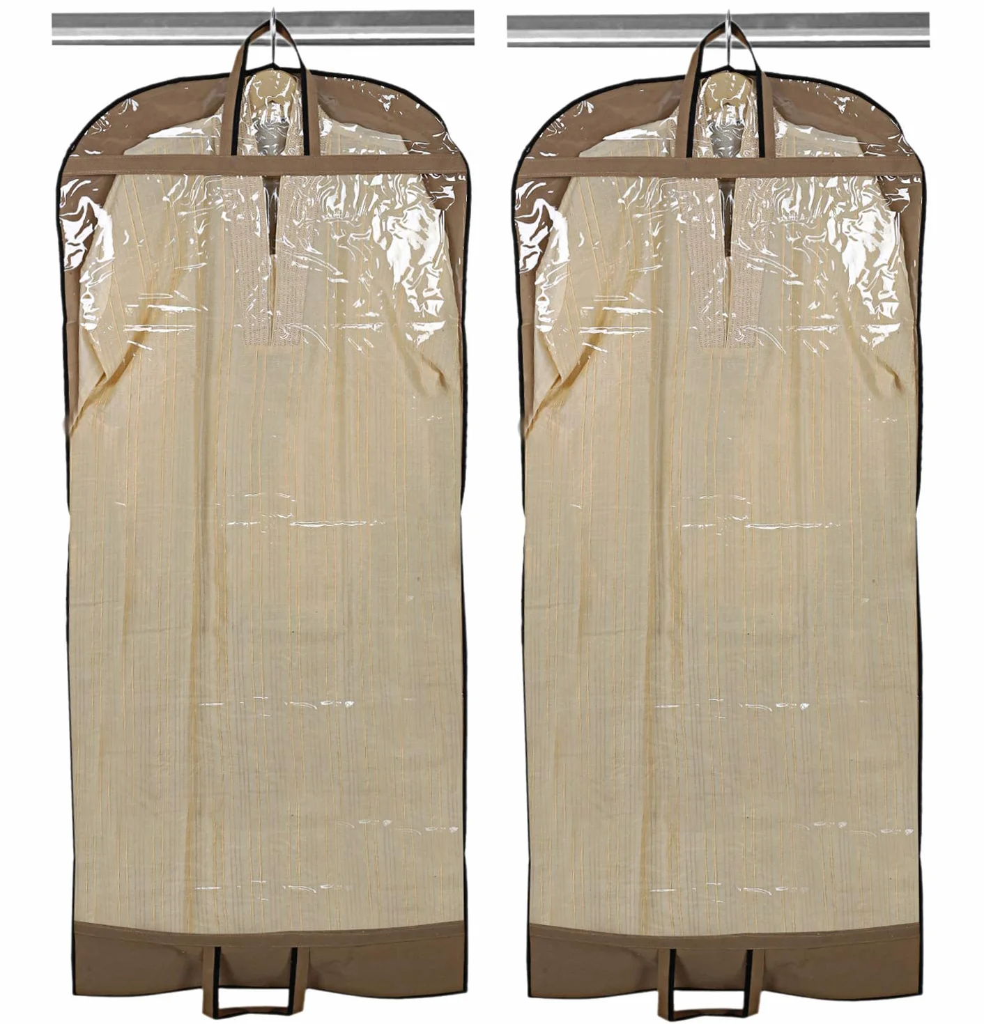 Kuber Industries Sherwani Cover|Abrigo largo con cremallera|Funda para chaqueta|Funda para chaqueta larga, traje, vestido, Kurtis|Parte delantera transparente con cremallera de alta calidad | Paquete