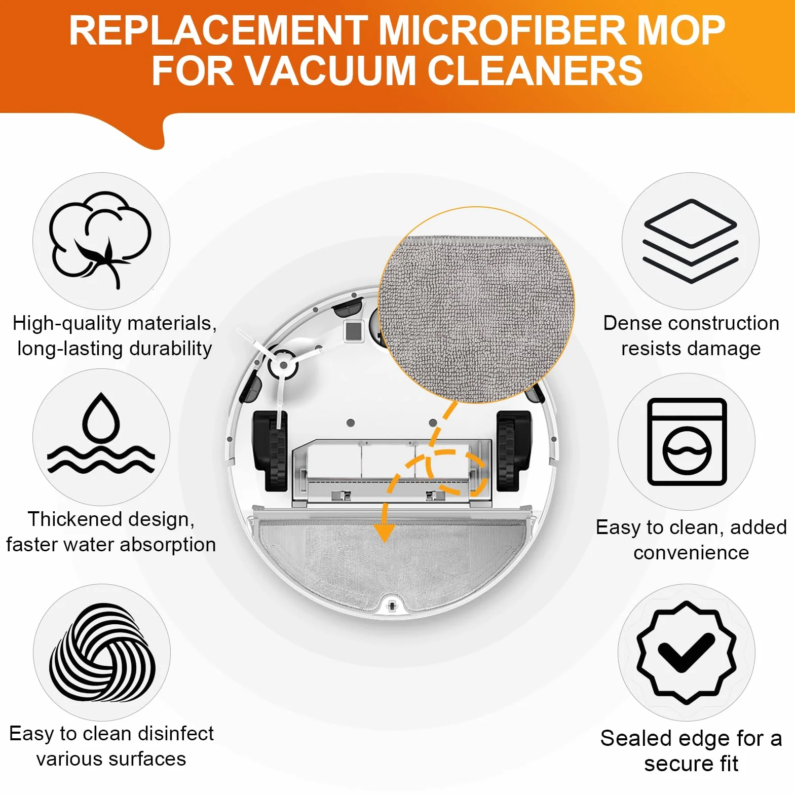4 Piezas Mopas de Microfibra Compatible con Xiaomi S20 E10 Mijia Mop 3C C103 Plus B112 Paquete de Paños de Reemplazo Aspiradora Robot Reutilizable para Aspiradora Repuesto Eficaz Compatible con Xiaomi