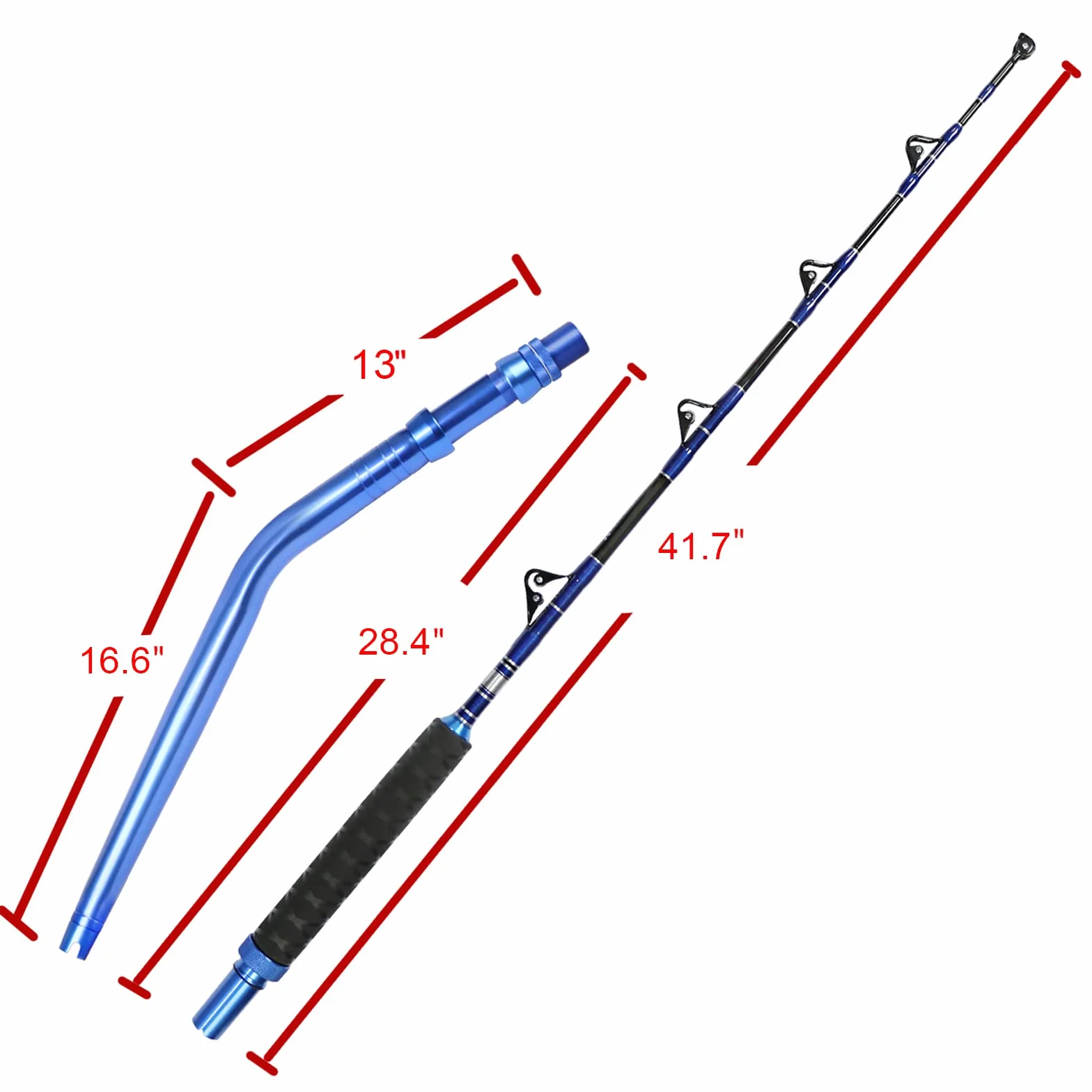 Fiblink Caña de Pescar 2 Piezas Agua Salada Convencional Barco Guías Rodillo 30-50 lbs 5'6"