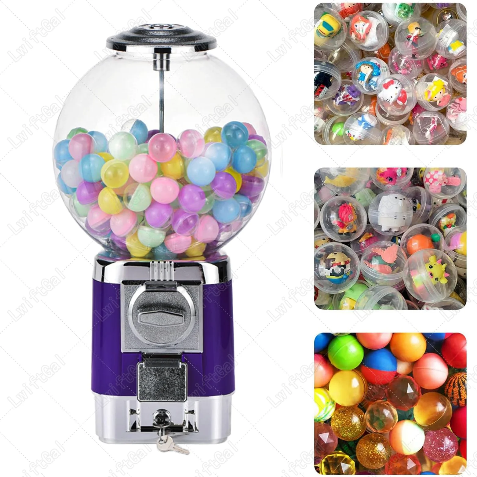 MáQuina Expendedora con CajóN Y 200 Bolas, De CáPsulas, con Capacidad para 240 CáPsulas De 3,2 Cm para Oficinas, CafeteríAs Y Supermercados. Black-Emptycapsuleshell