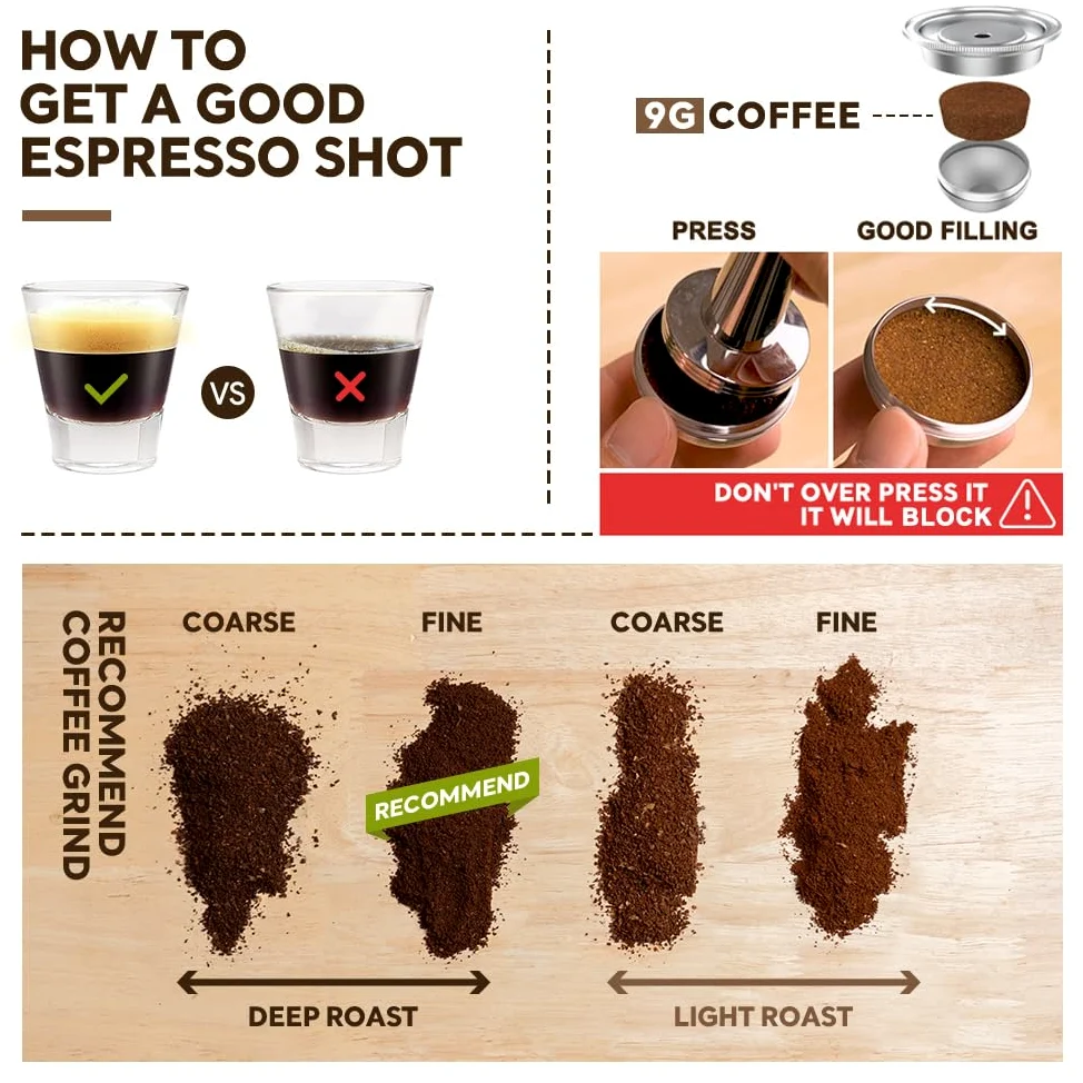 Cápsulas de café recargables de acero inoxidable reutilizables (8 onzas, 240 ml), compatibles con cápsulas Nespresso Vertuo Espresso, cápsulas recargables, 1 cuchara reutilizable, 1 cepillo (plata)