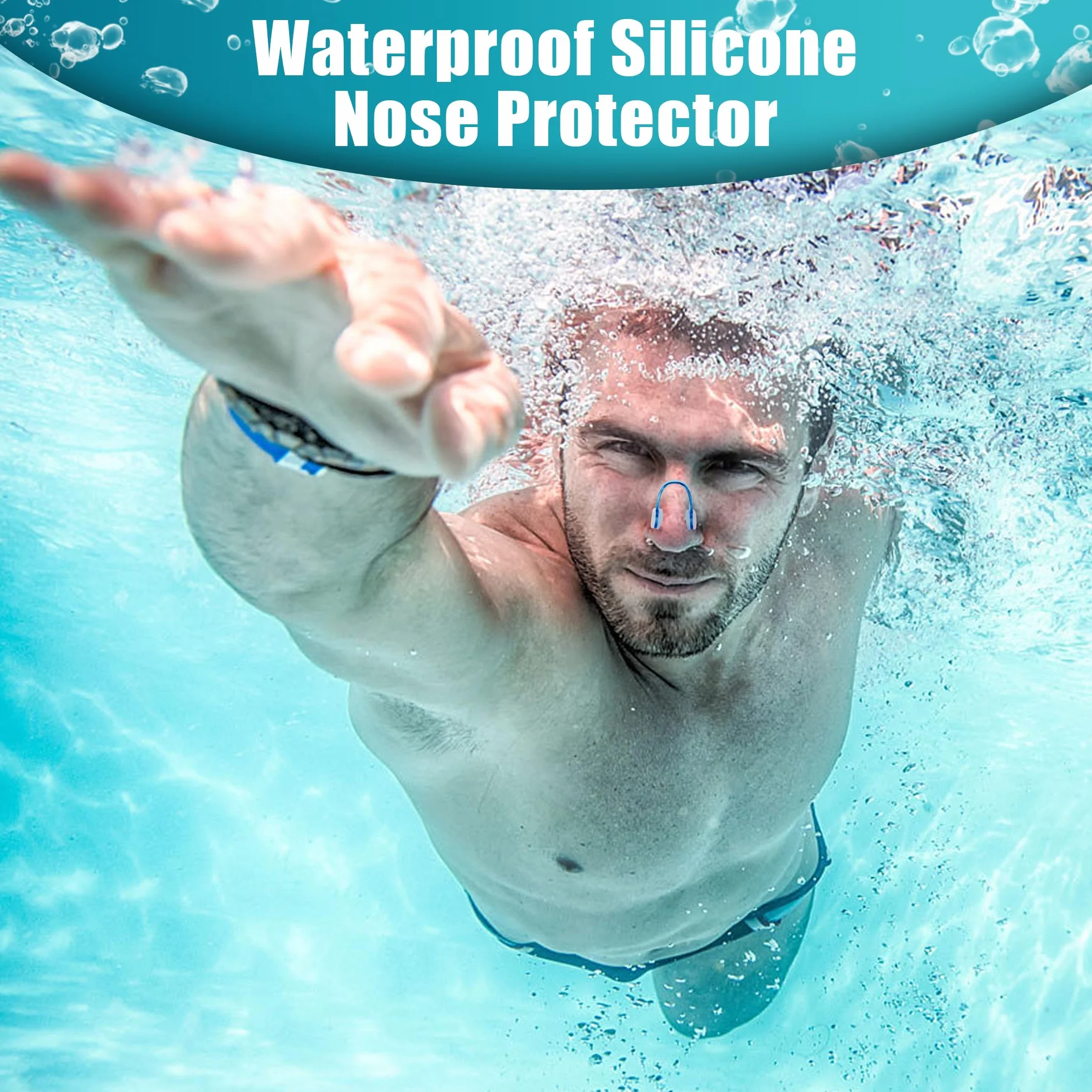 Pinzas de Nariz para Natación 6 Piezas Silicona con Caja de Almacenamiento