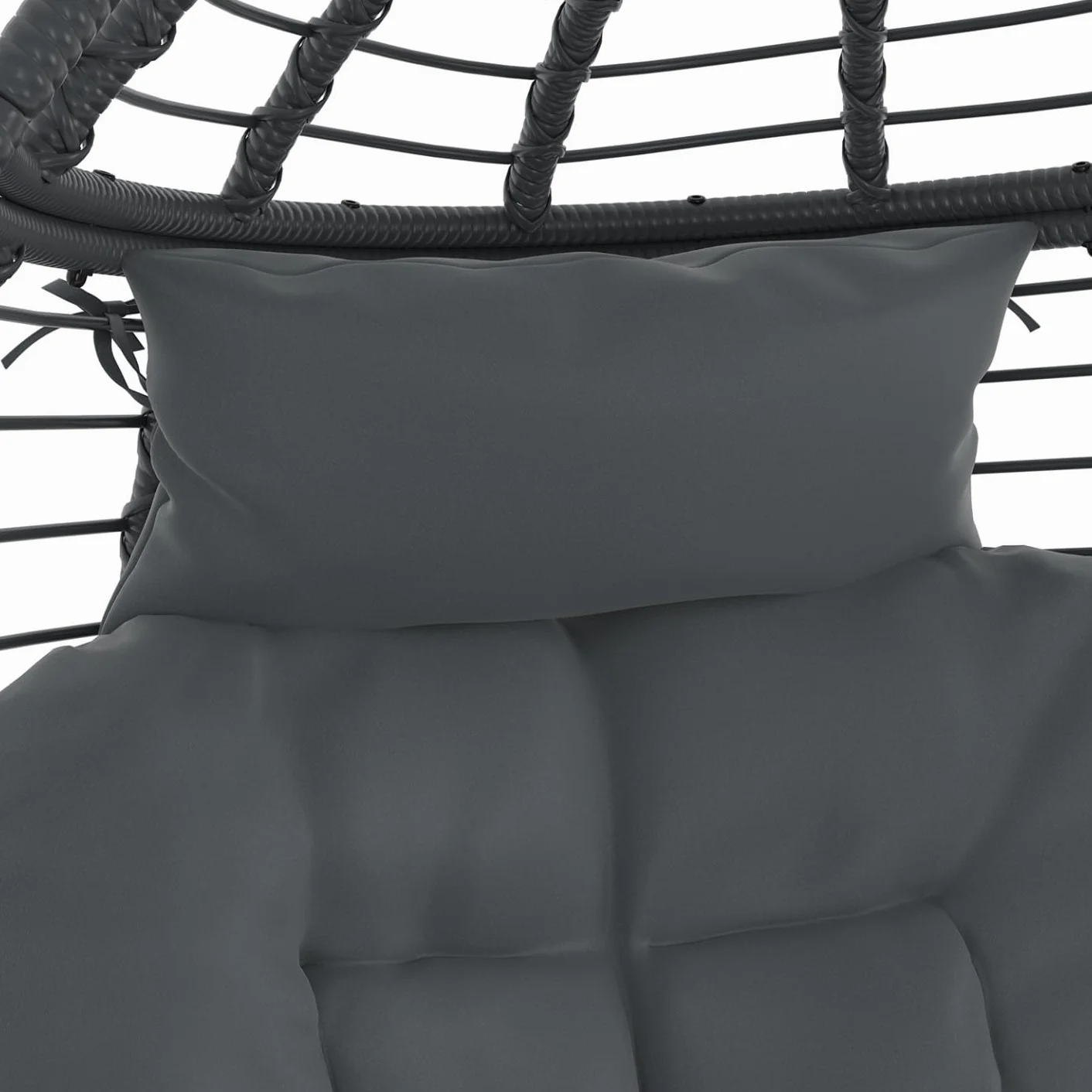 IDMarket - Sillón Huevo sobre pie calado gris en imitación de ratán con cojín gris