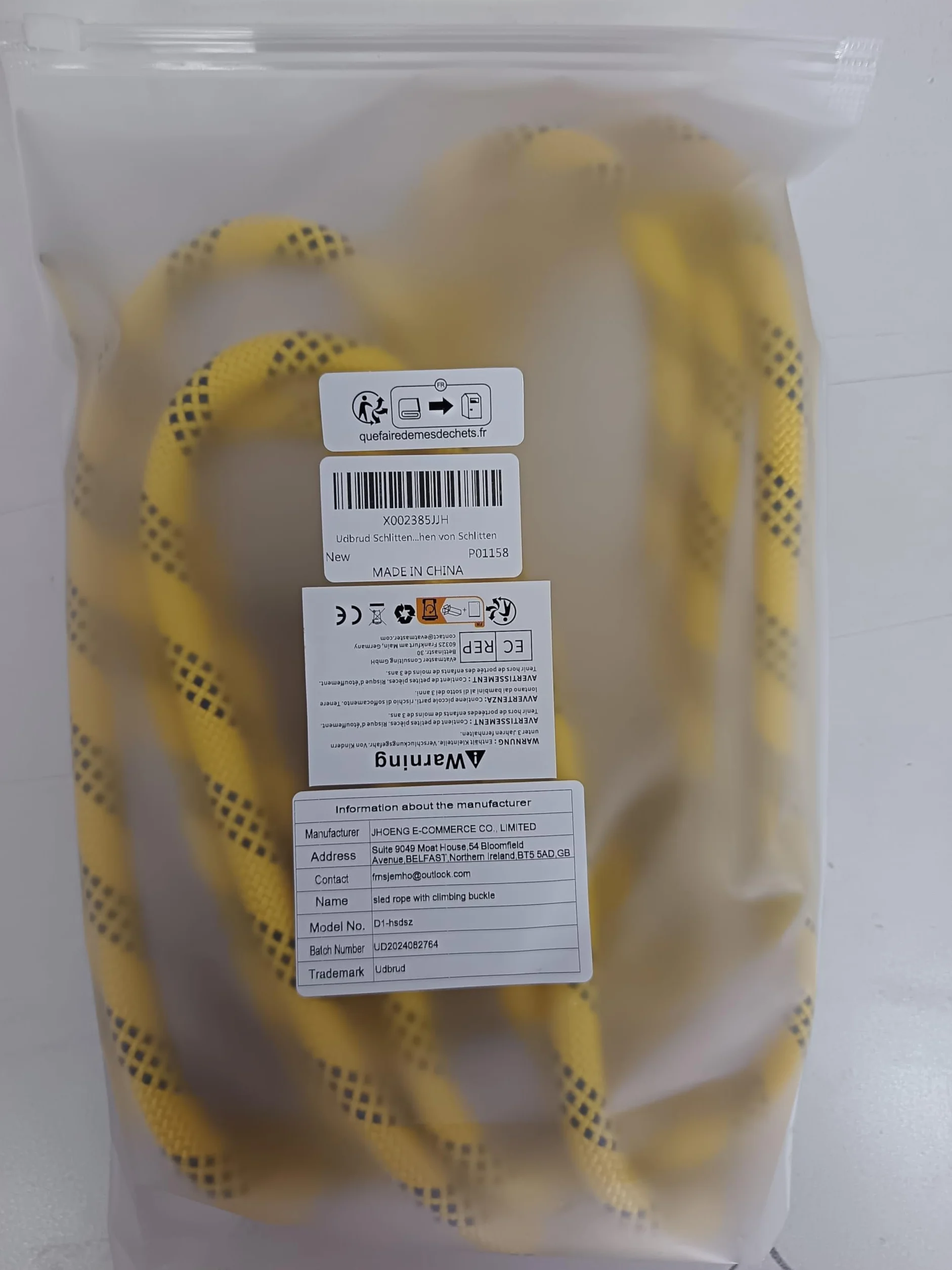 Cuerda de Trineo con Mango 400 cm Nailon Trenzada