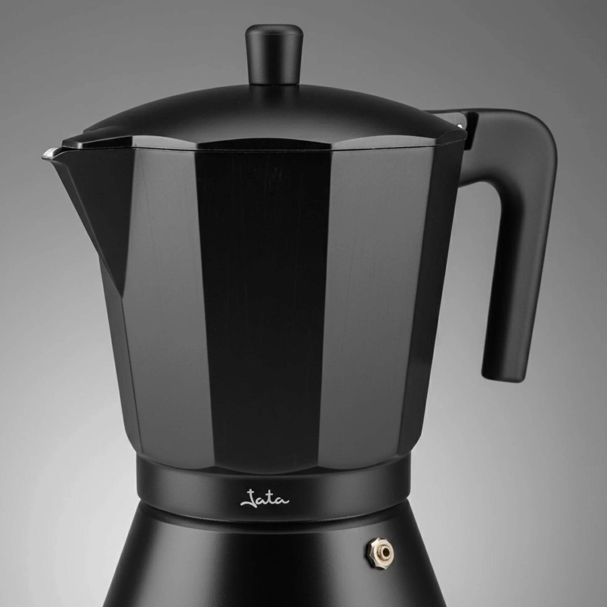 Jata CFI6 - Cafetera Italiana Inducción, Capacidad 6 Tazas, Apta para Todo Tipo de Cocinas, Cuerpo Aluminio, Negro