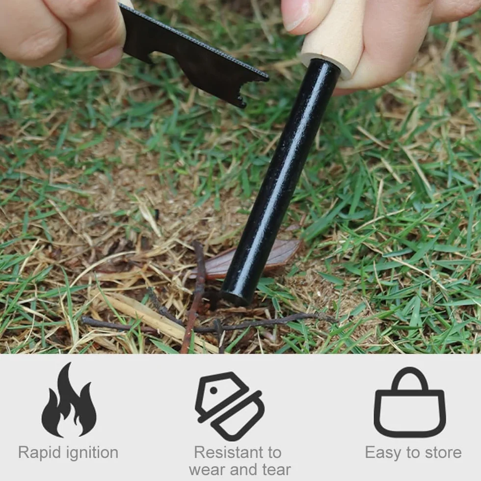 Survival Fire Steel - Kit de iniciación de fuego de acero, barra de ferrocerio de magnesio con raspador y silbato para camping