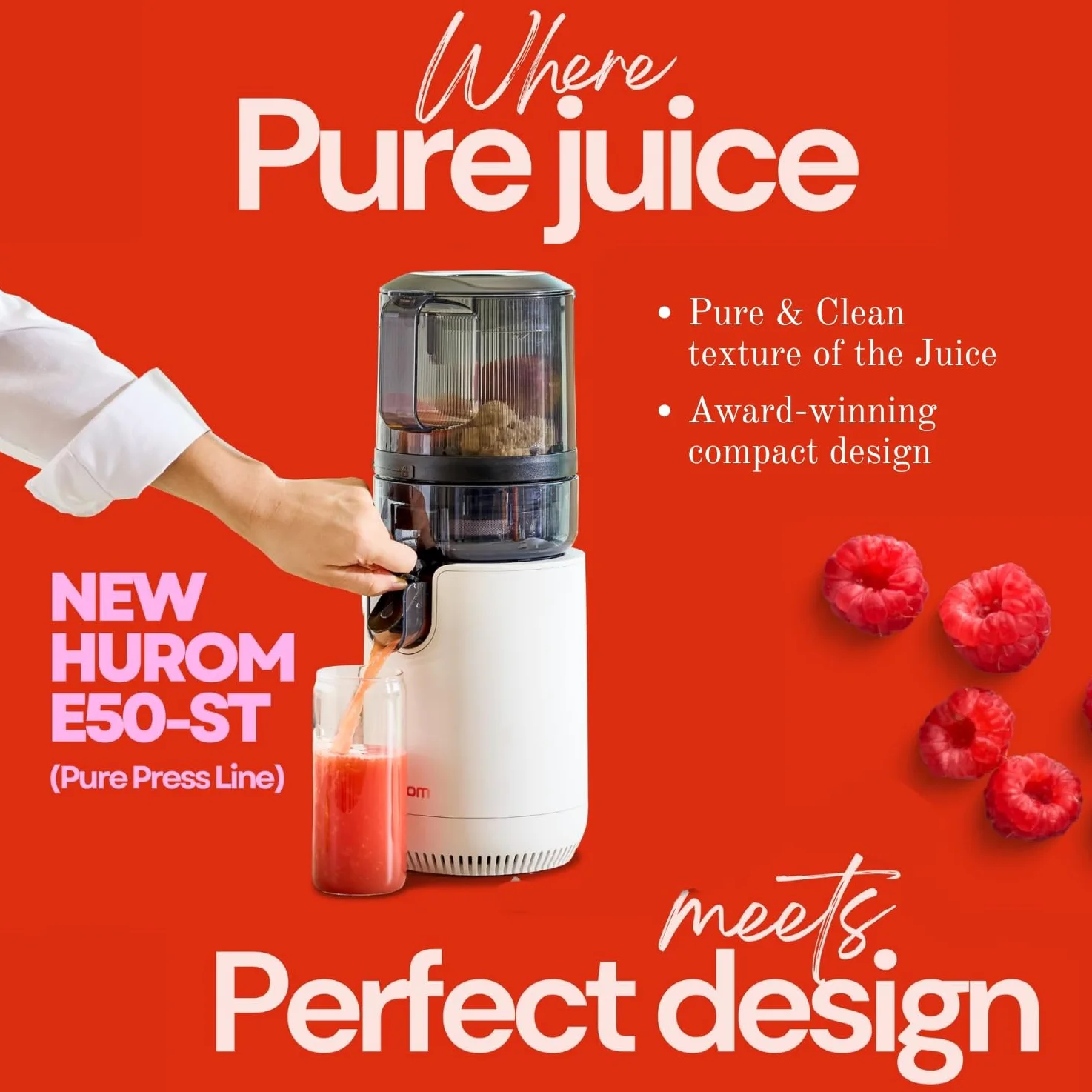 Hurom E50ST - Extractor de jugo eléctrico para verduras y frutas (1,6 L, función extractora automática de zumo, libre de BPA, 150 W)